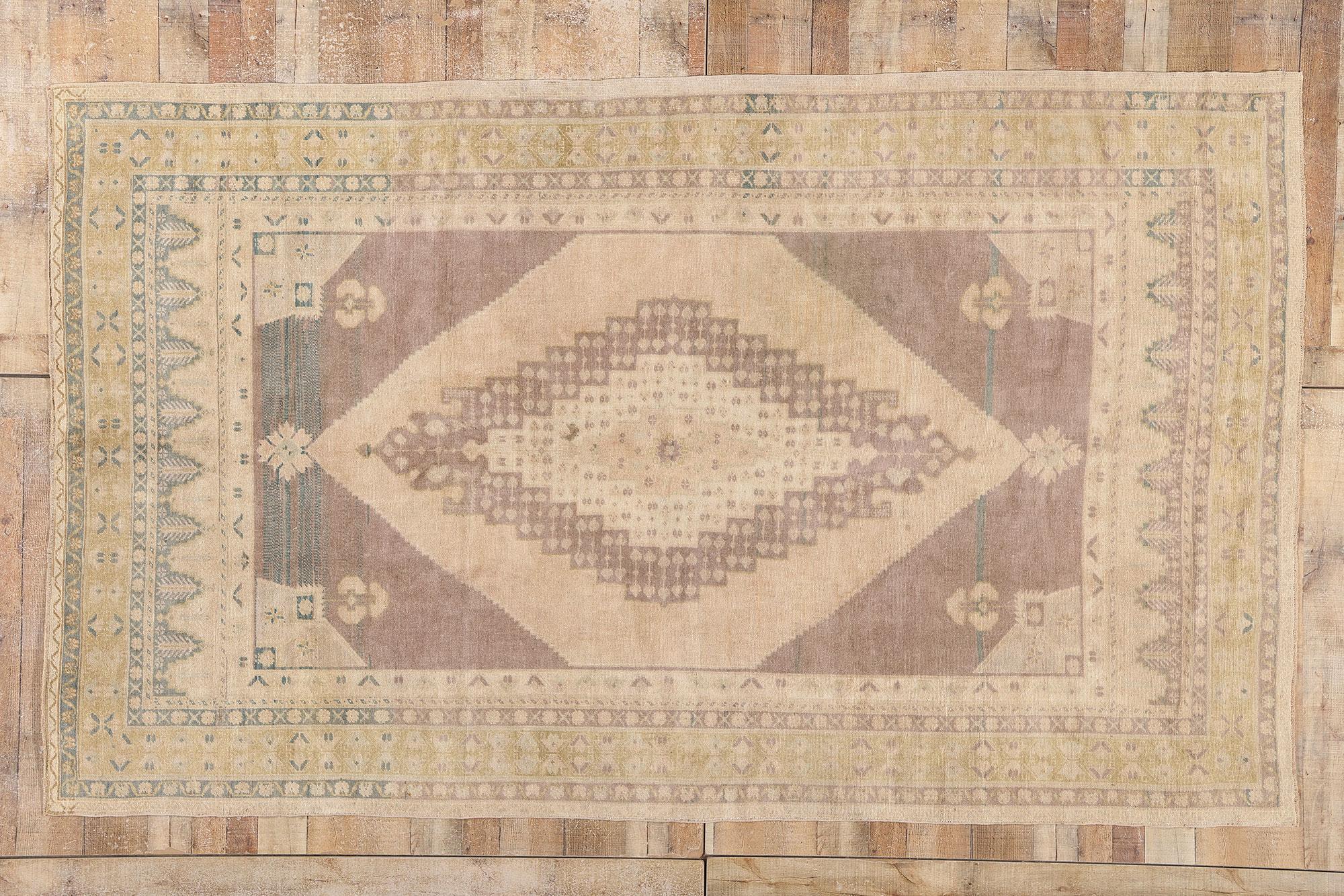 Tappeto Oushak turco degli anni '70 in tonalità terra con stile moderno in vendita 2