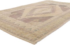 1970's Earth-Tone Turkish Oushak Carpet with Modern Style