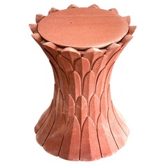 Biophilic Stone Side Table (Rainbow Stone), Organic Feather Pattern
