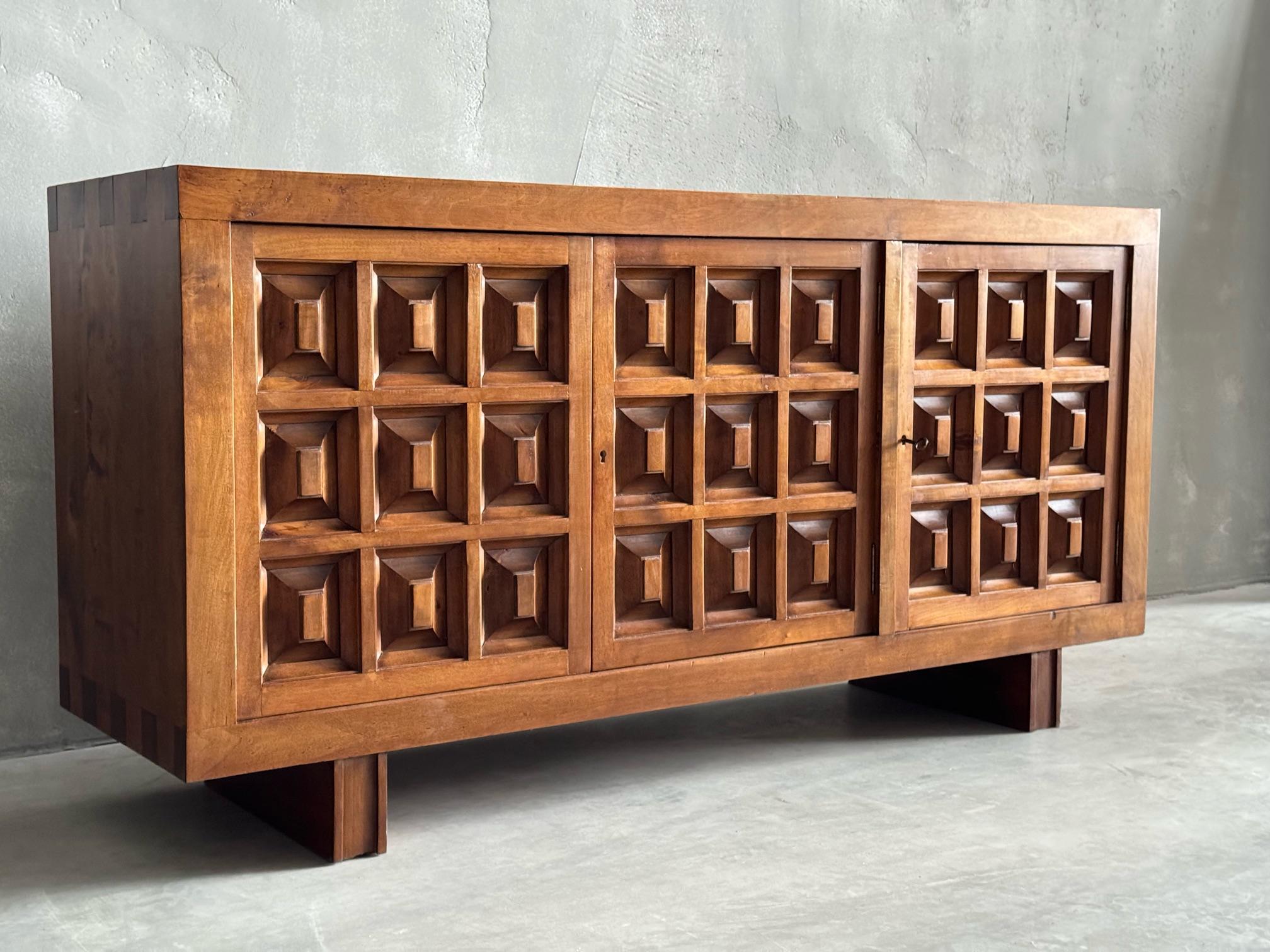 Mid-20th Century Biosca Brutalist Design Credenza, Spain, 1950s