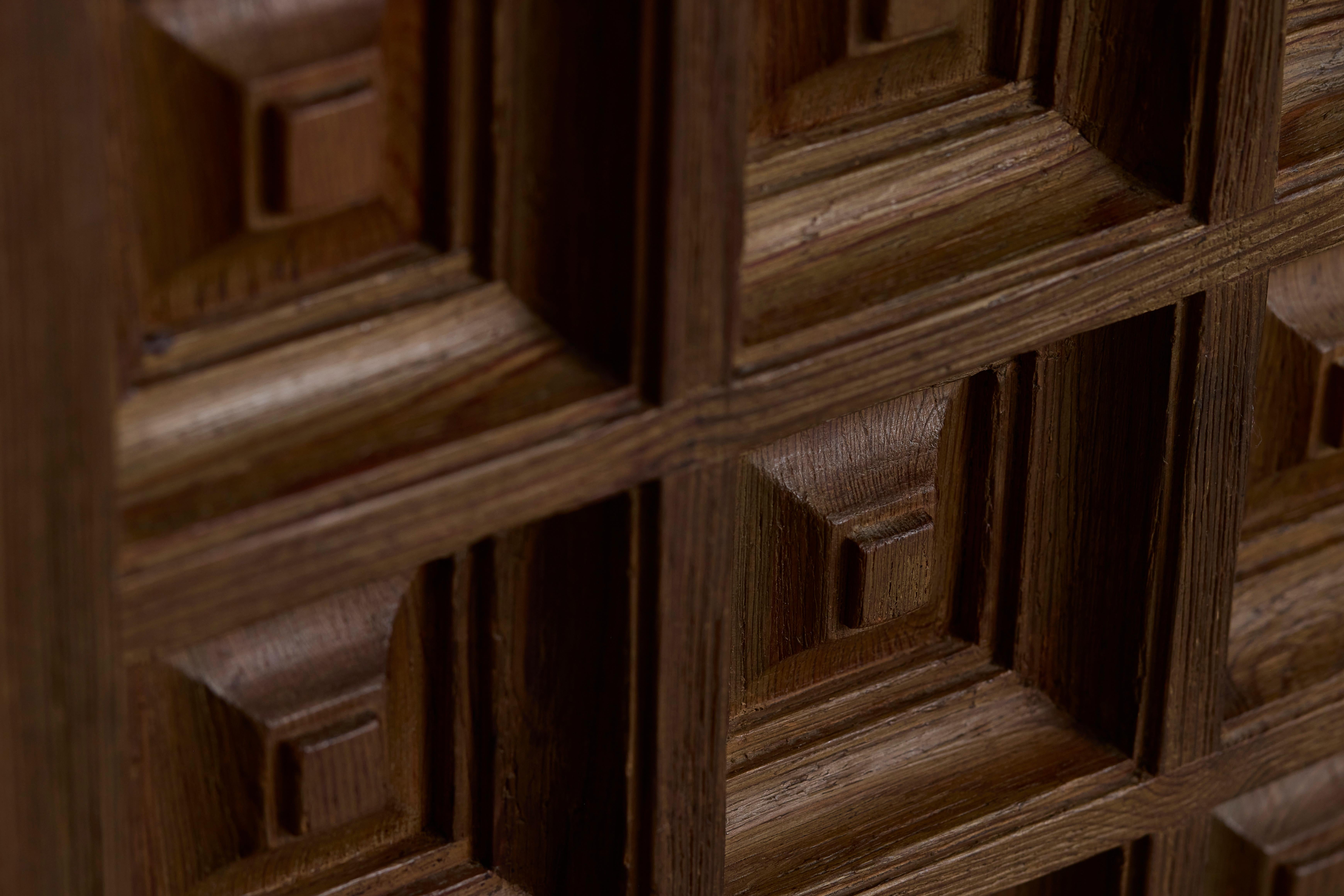 Biosca Brutalist Highboard In Solid Pine, Spain 1960's For Sale 1