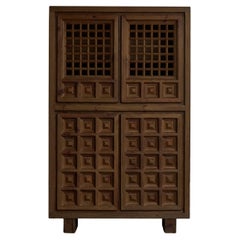 Biosca Brutalist Highboard In Solid Pine, Spain 1960's
