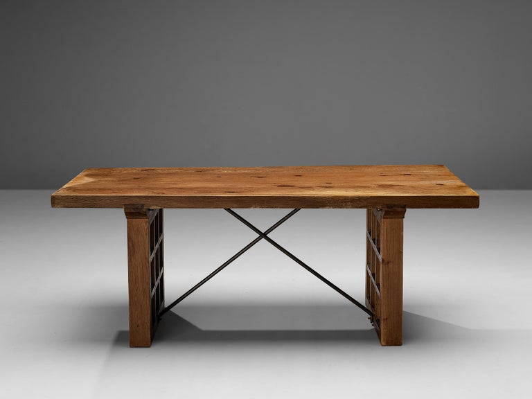 Spanish Biosca Dining Table in Stained Pine For Sale
