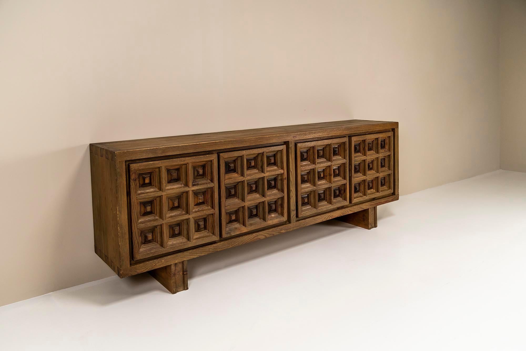 Spanish Biosca Sideboard in Stained Pine, Spain 1960s For Sale