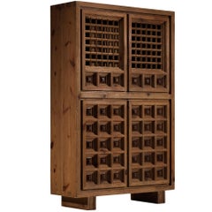 Biosca Spanish Brutalist Cabinet in Stained Pine