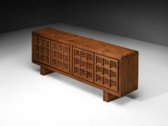 Buffet BIOSCA de style brutaliste espagnol en pin teinté