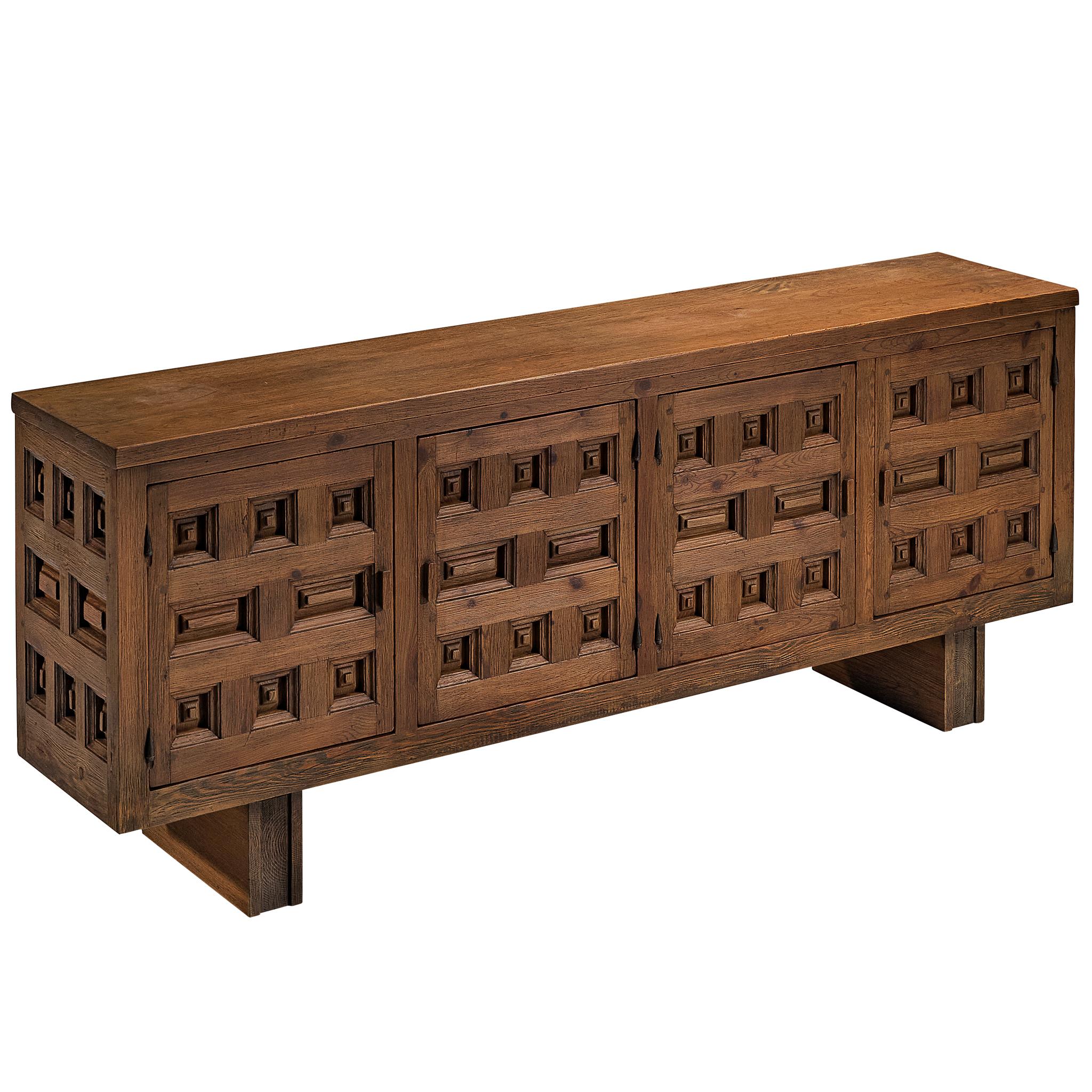 Biosca Spanish Brutalist Sideboard in Stained Pine