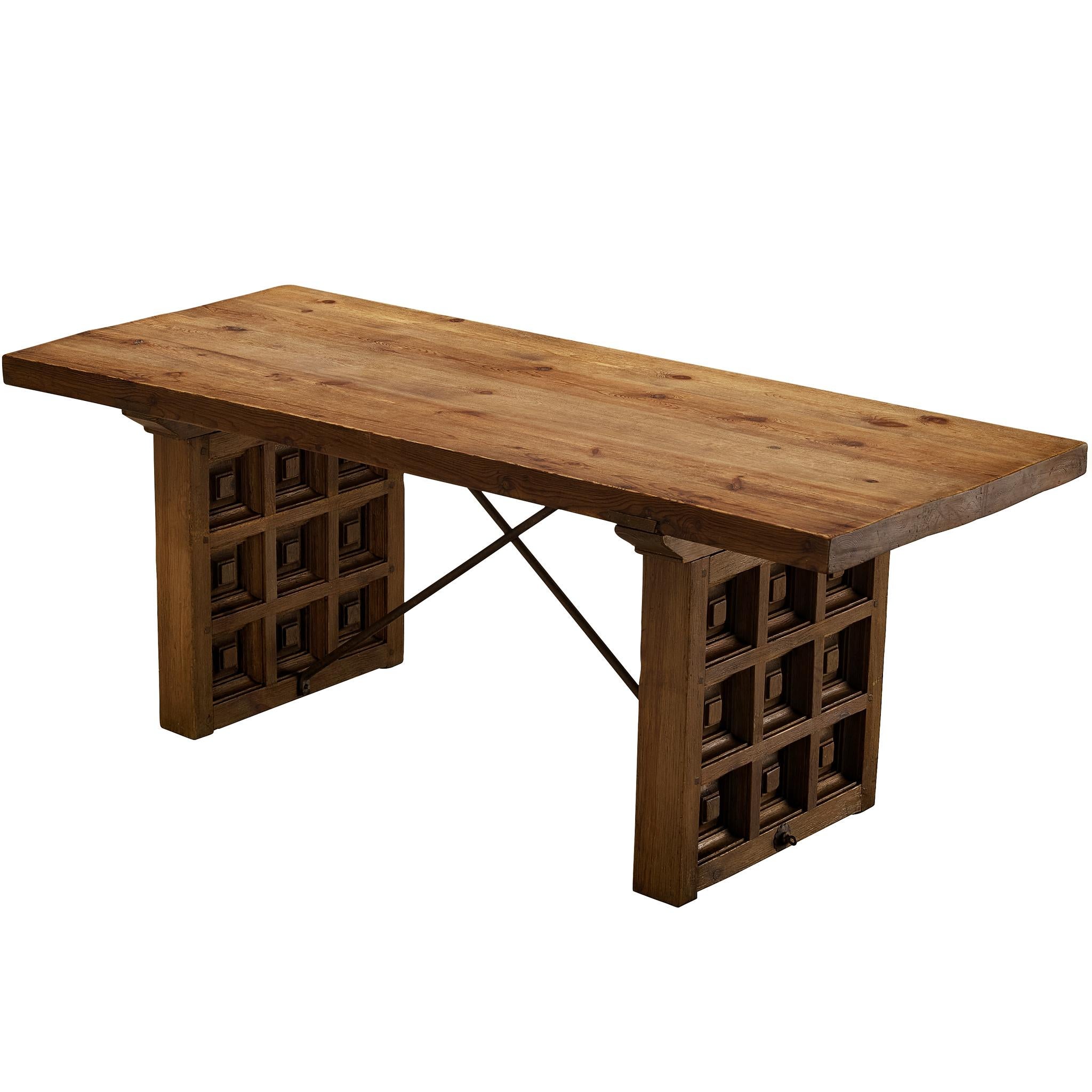 Biosca Spanish Dining Table in Stained Pine For Sale