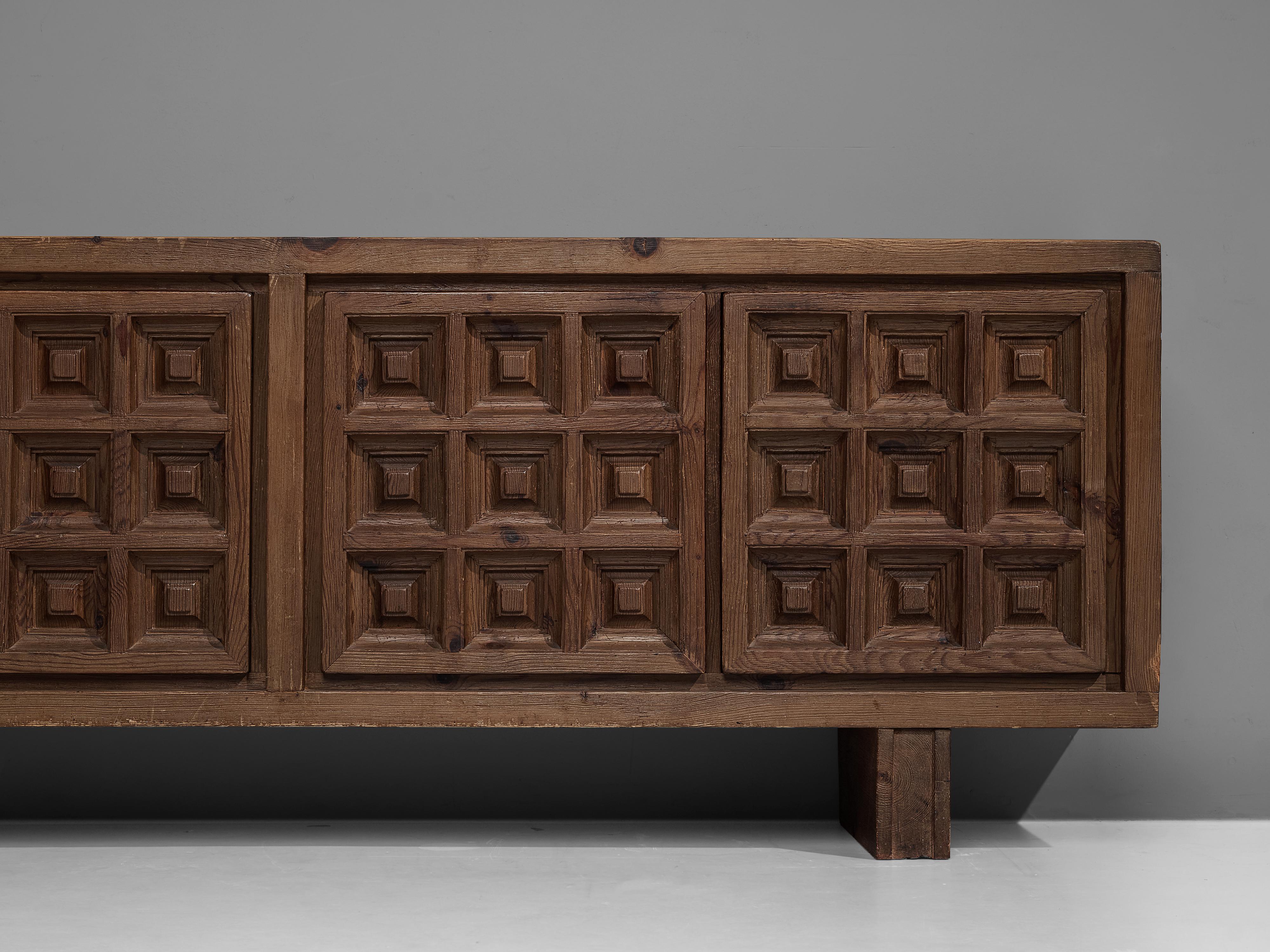 Mid-Century Modern Biosca Spanish Sideboard in Stained Pine 