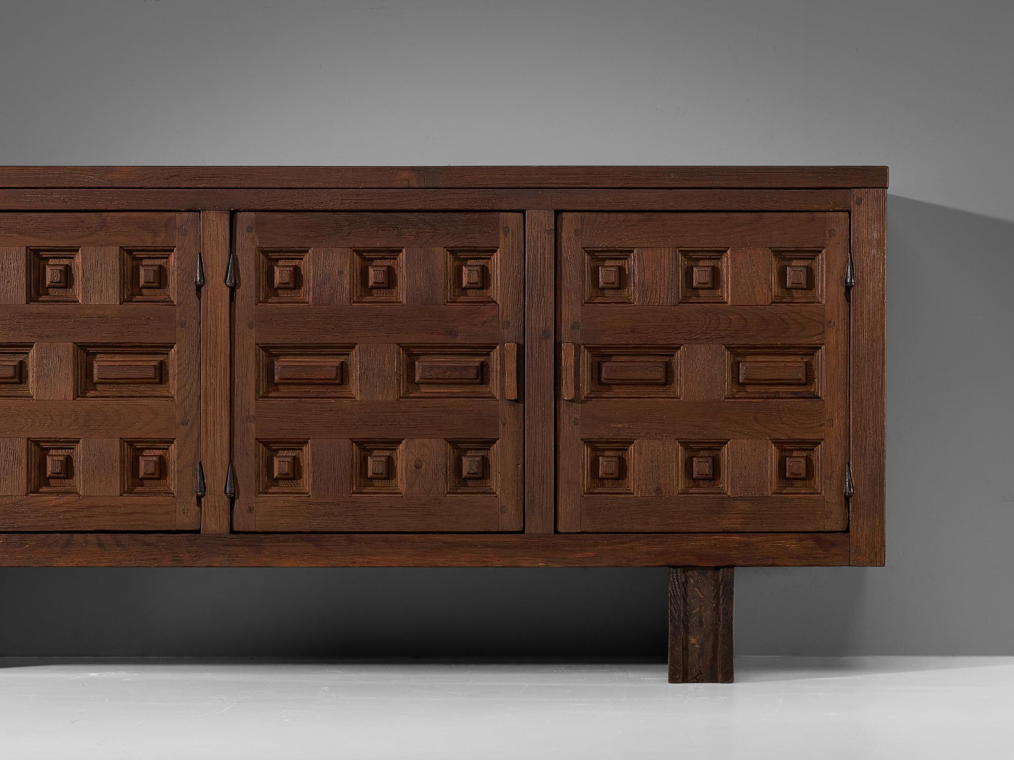 Mid-Century Modern Biosca Spanish Sideboard in Stained Pine  For Sale