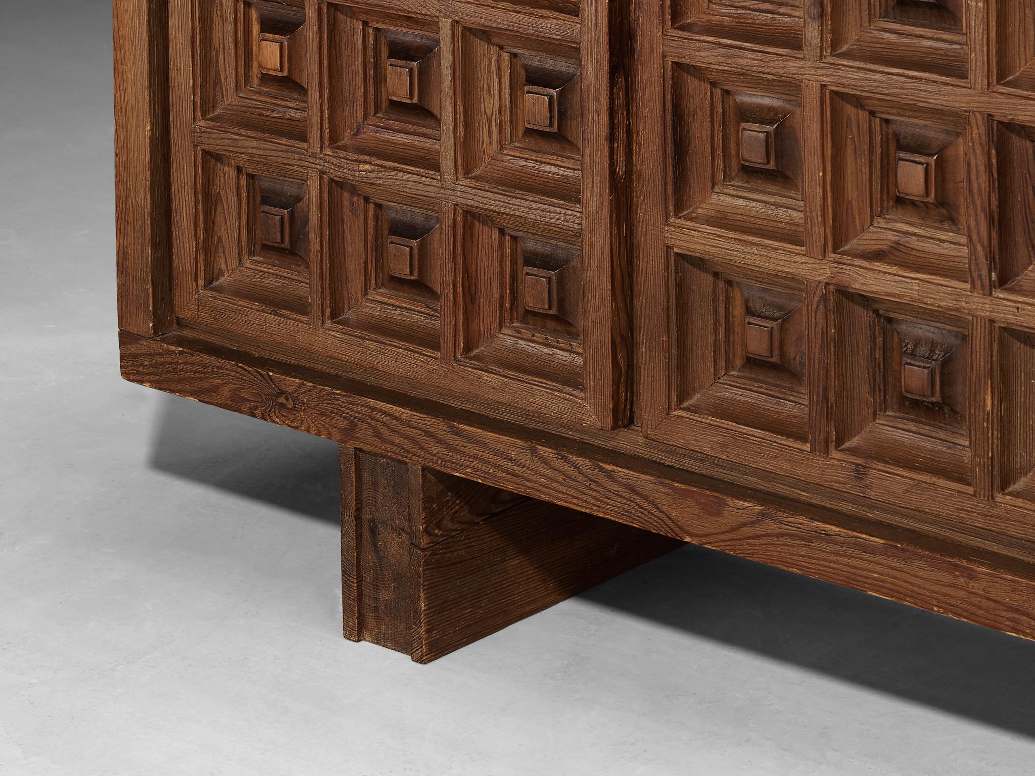 Brutalist Biosca Spanish Sideboard in Stained Pine  For Sale