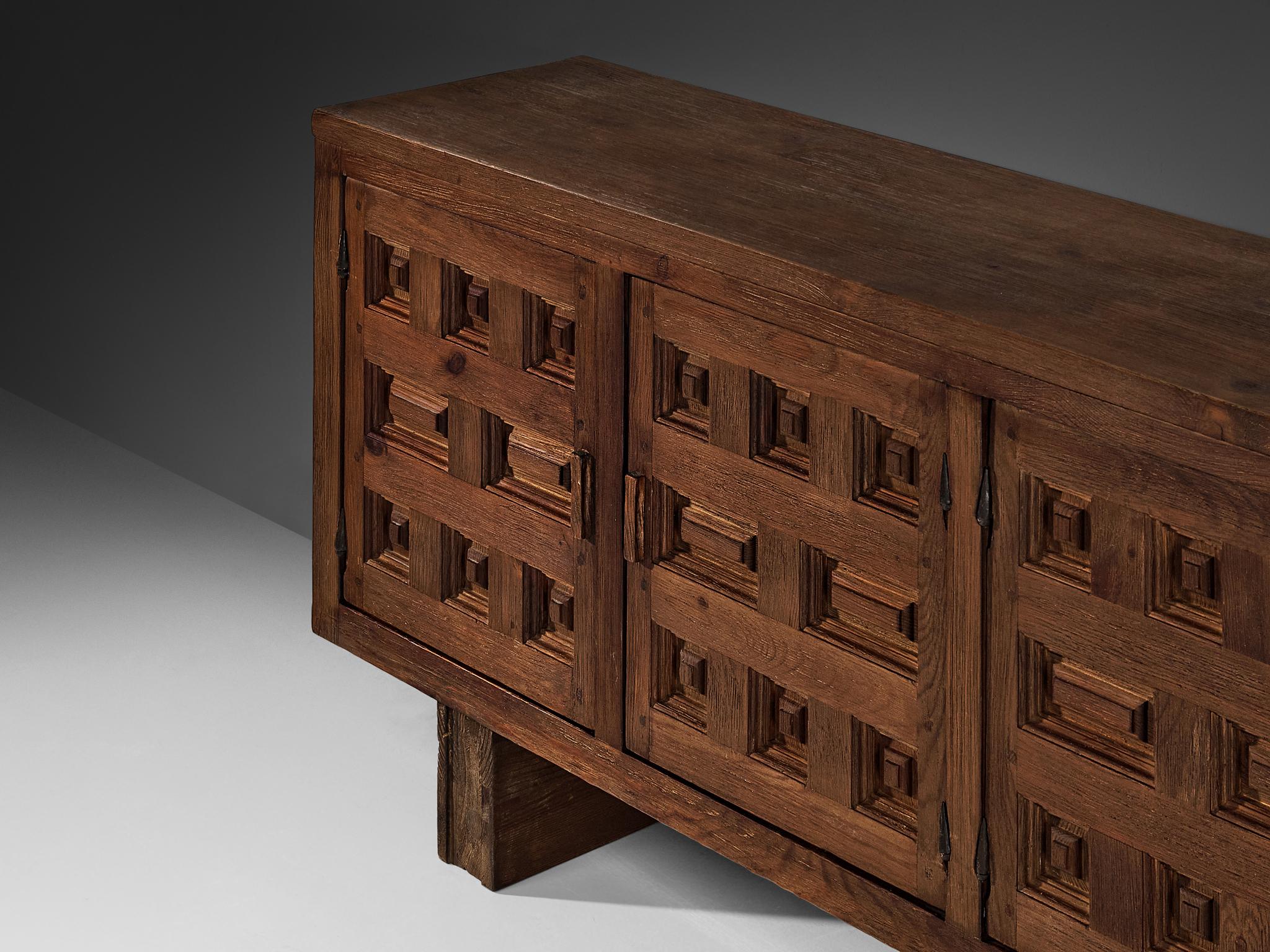 Mid-Century Modern Biosca Spanish Sideboard in Stained Pine For Sale