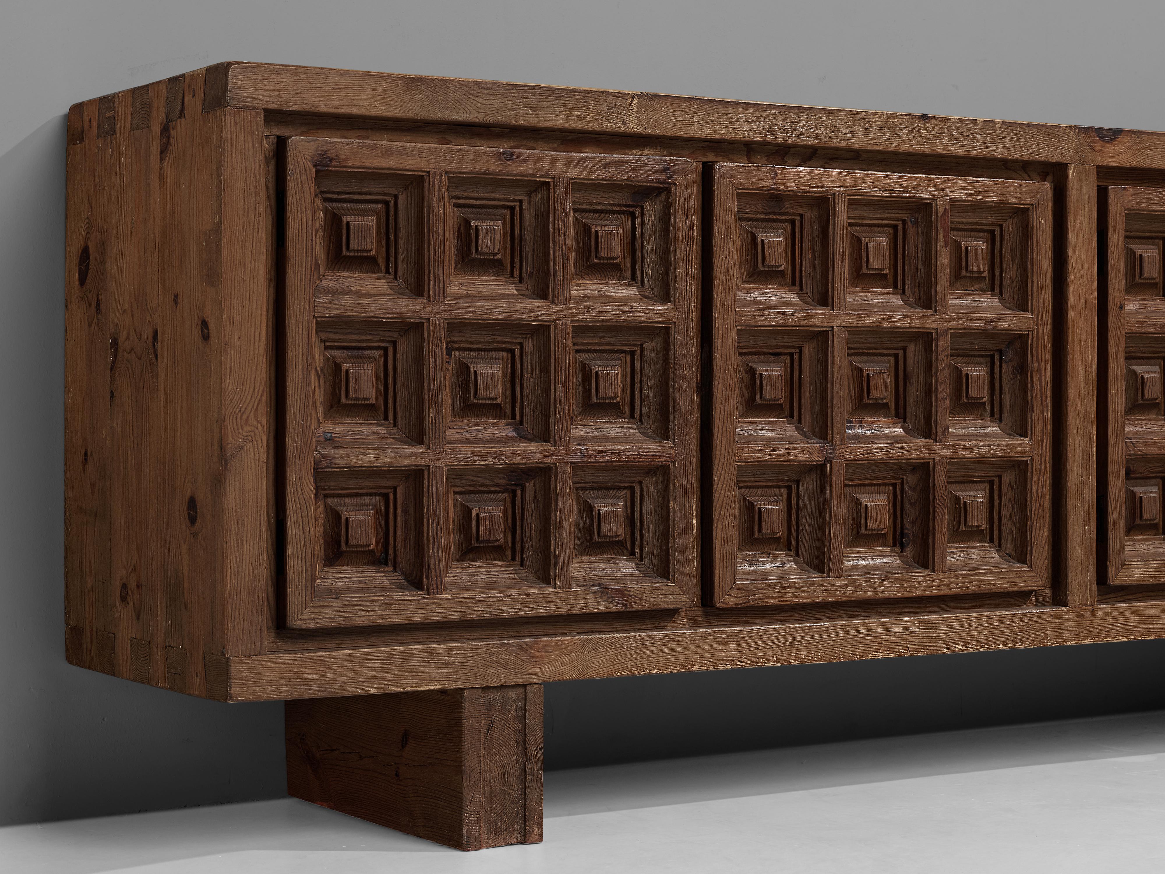 Mid-20th Century Biosca Spanish Sideboard in Stained Pine 