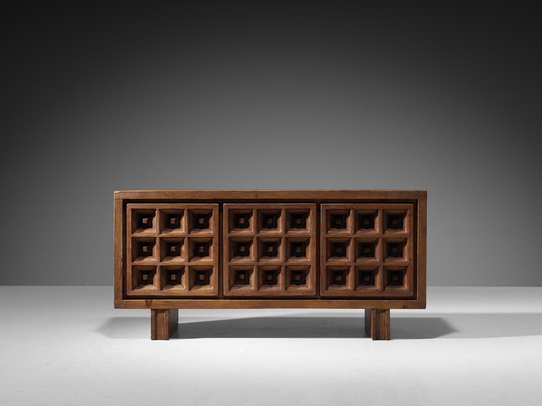 Mid-20th Century Biosca Spanish Sideboard in Stained Pine  For Sale