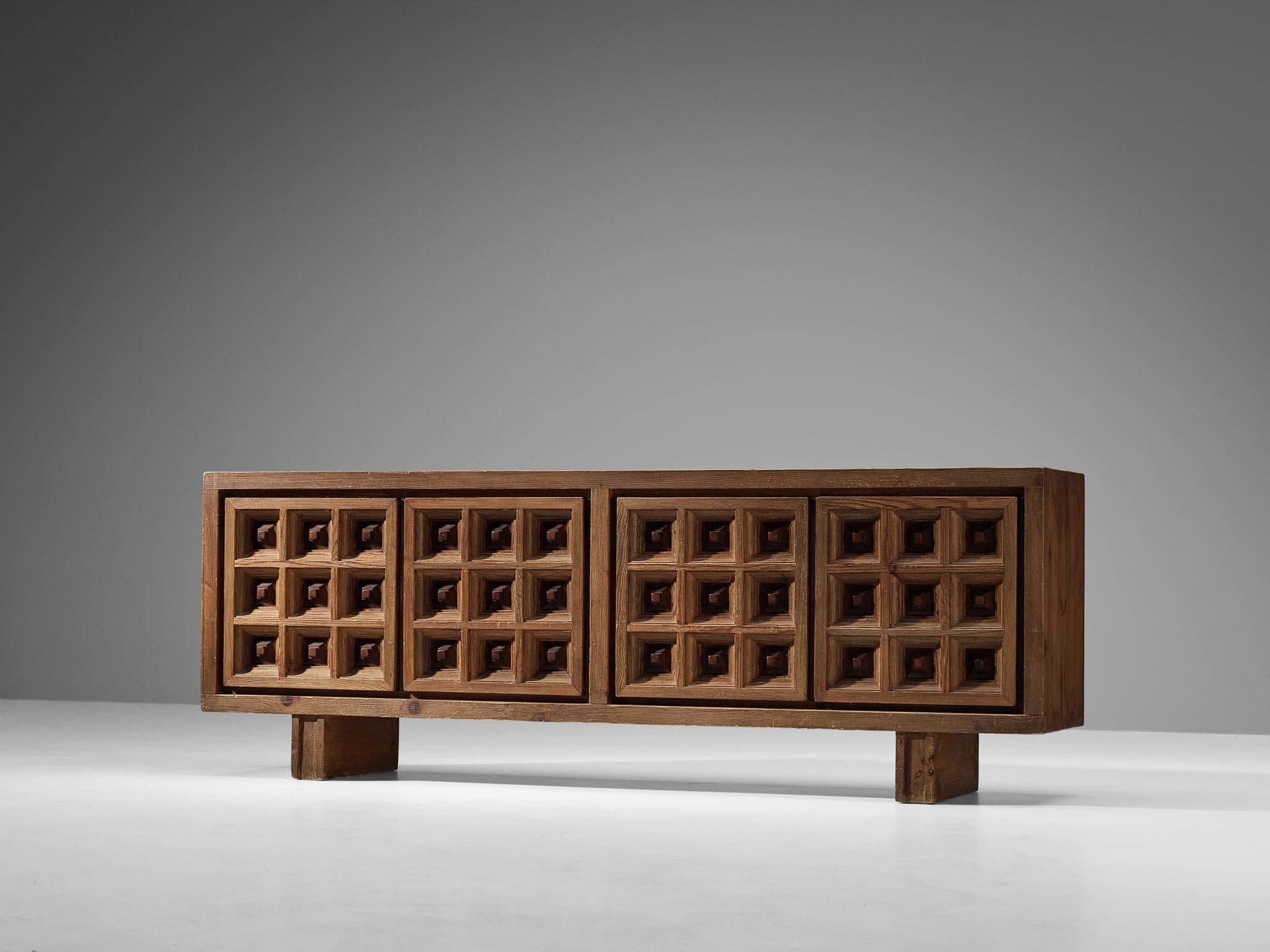 Mid-20th Century Biosca Spanish Sideboard in Stained Pine