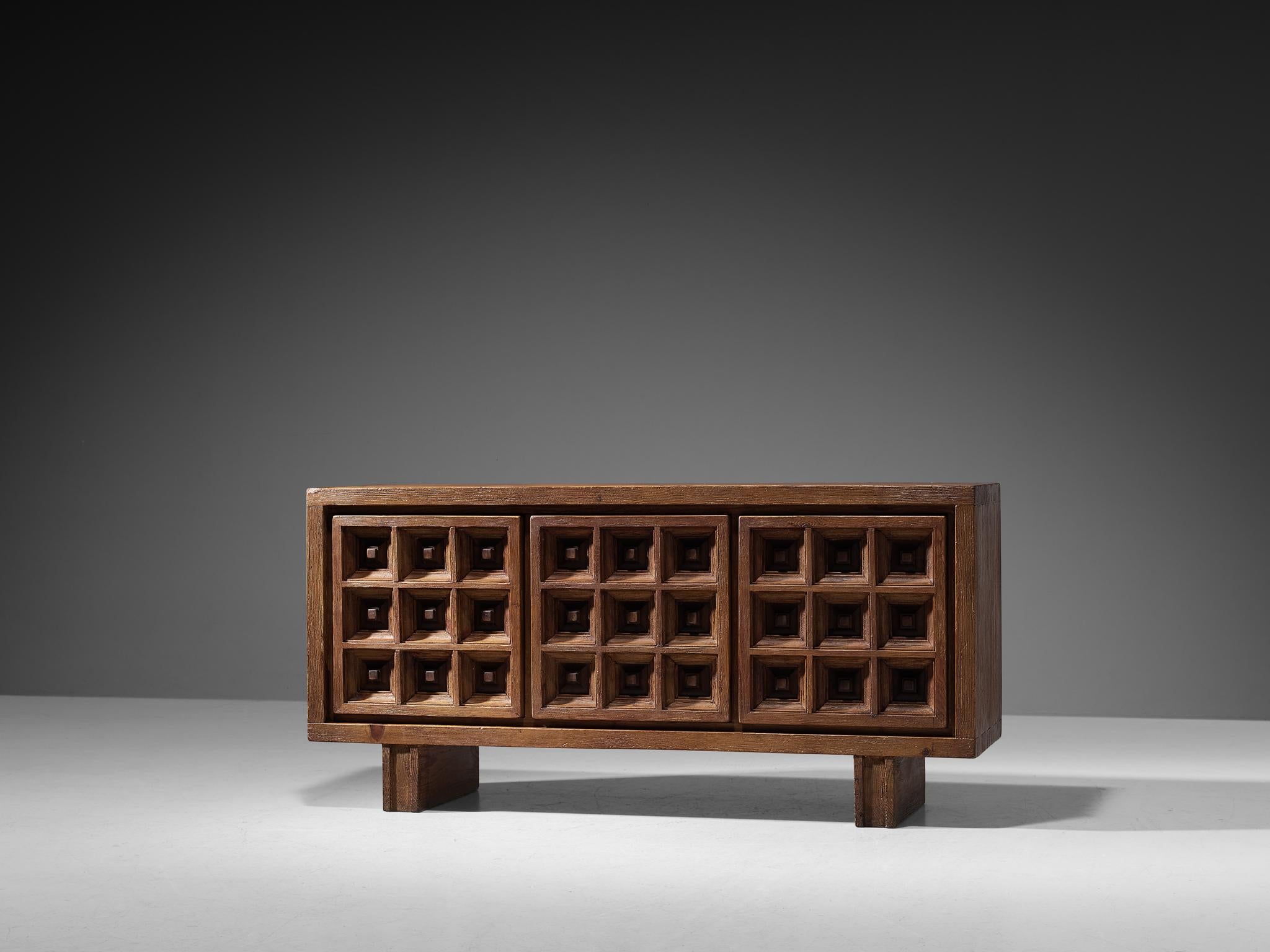 Mid-20th Century Biosca Spanish Sideboard in Stained Pine