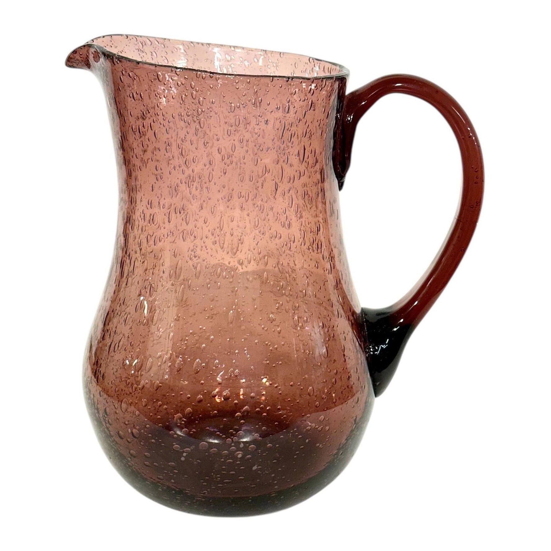 Biot Blown Bubble Glass Carafe or Pitcher, 20th Century For Sale