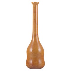 Biot, France. Unique floor vase in ceramic with narrow neck. Ochre yellow glaze.
