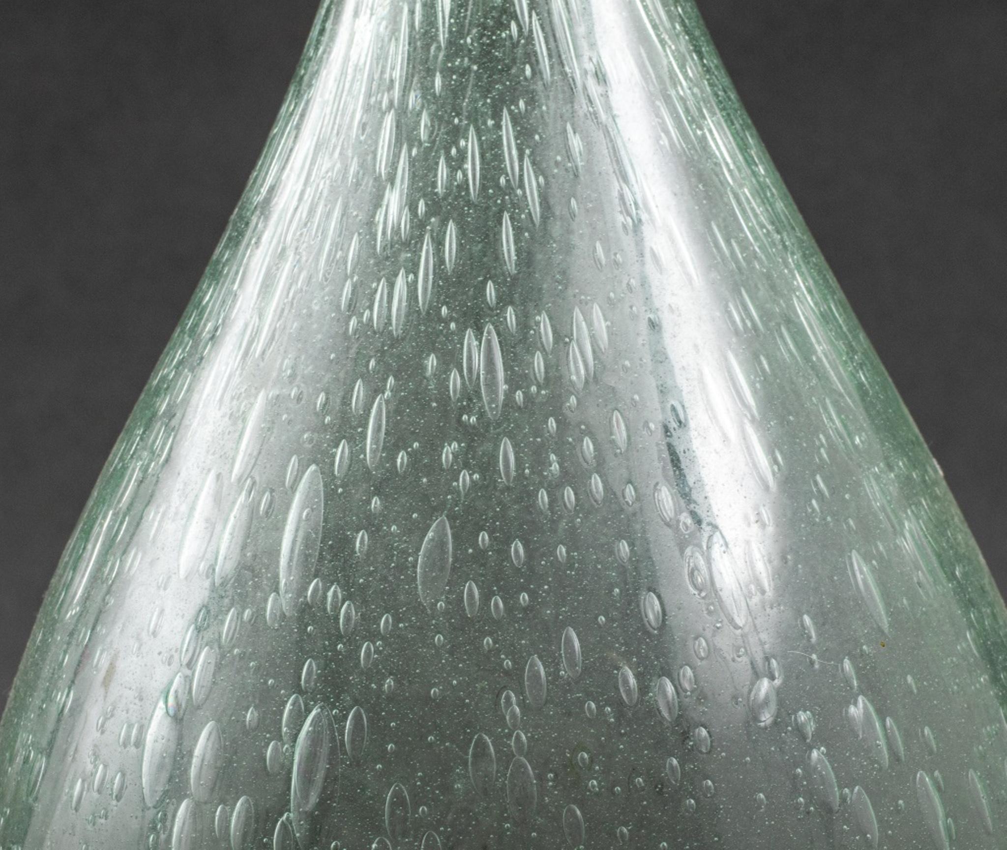 La Verrerie de Biot French bubble glass decanter bottle with ball stopper. Measures: 16.5