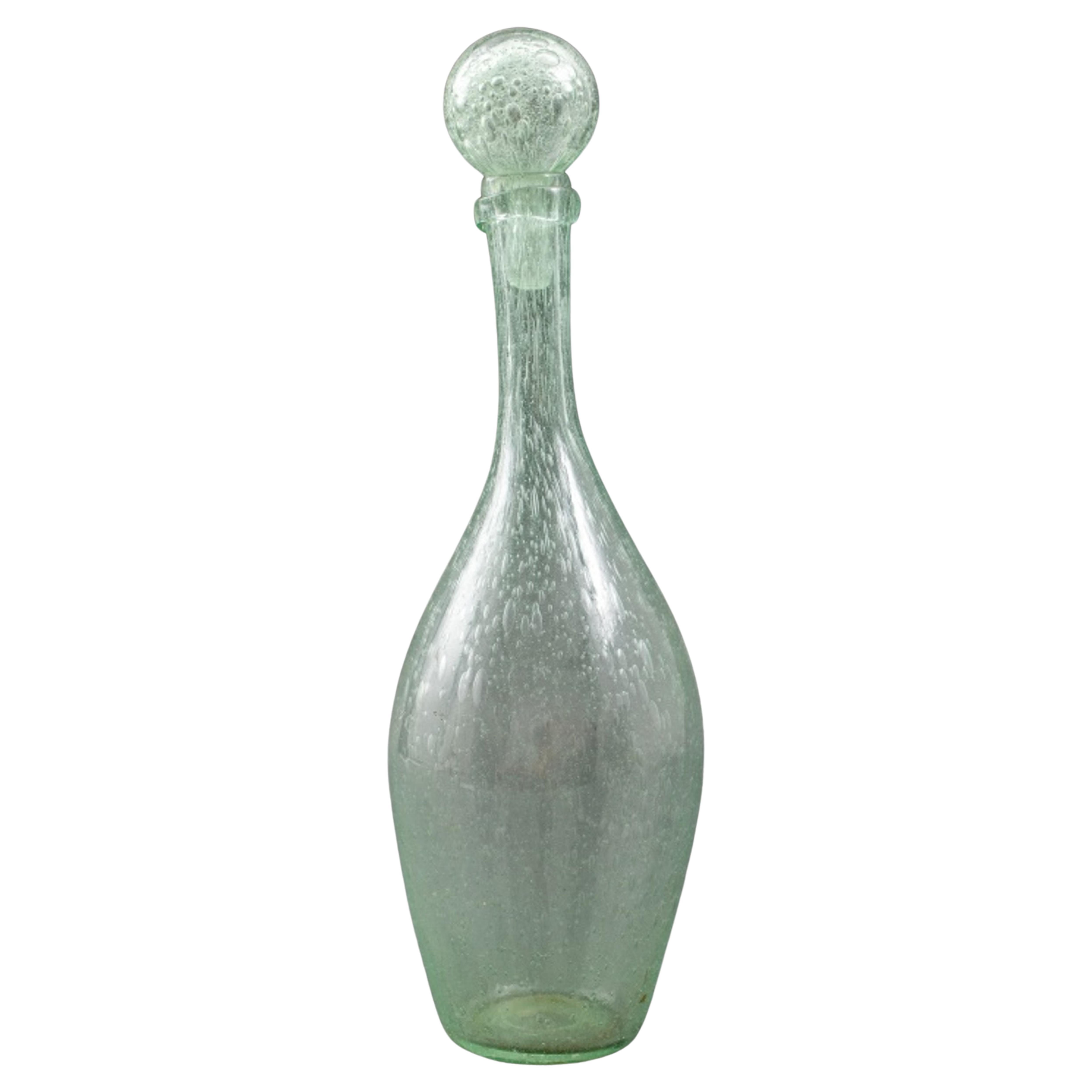 Biot French Bubble Glass Decanter Bottle For Sale