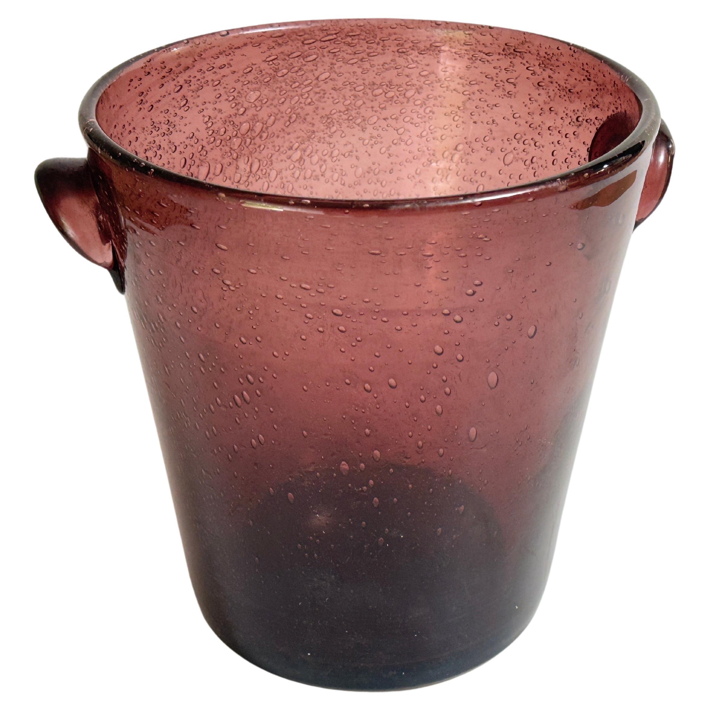 Biot Glass 1960 Champain Bucket Purple Color France  For Sale