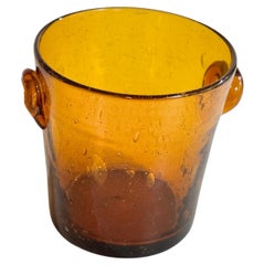 Vintage Biot Glass 1960 Ice Bucket orange yellow Color France