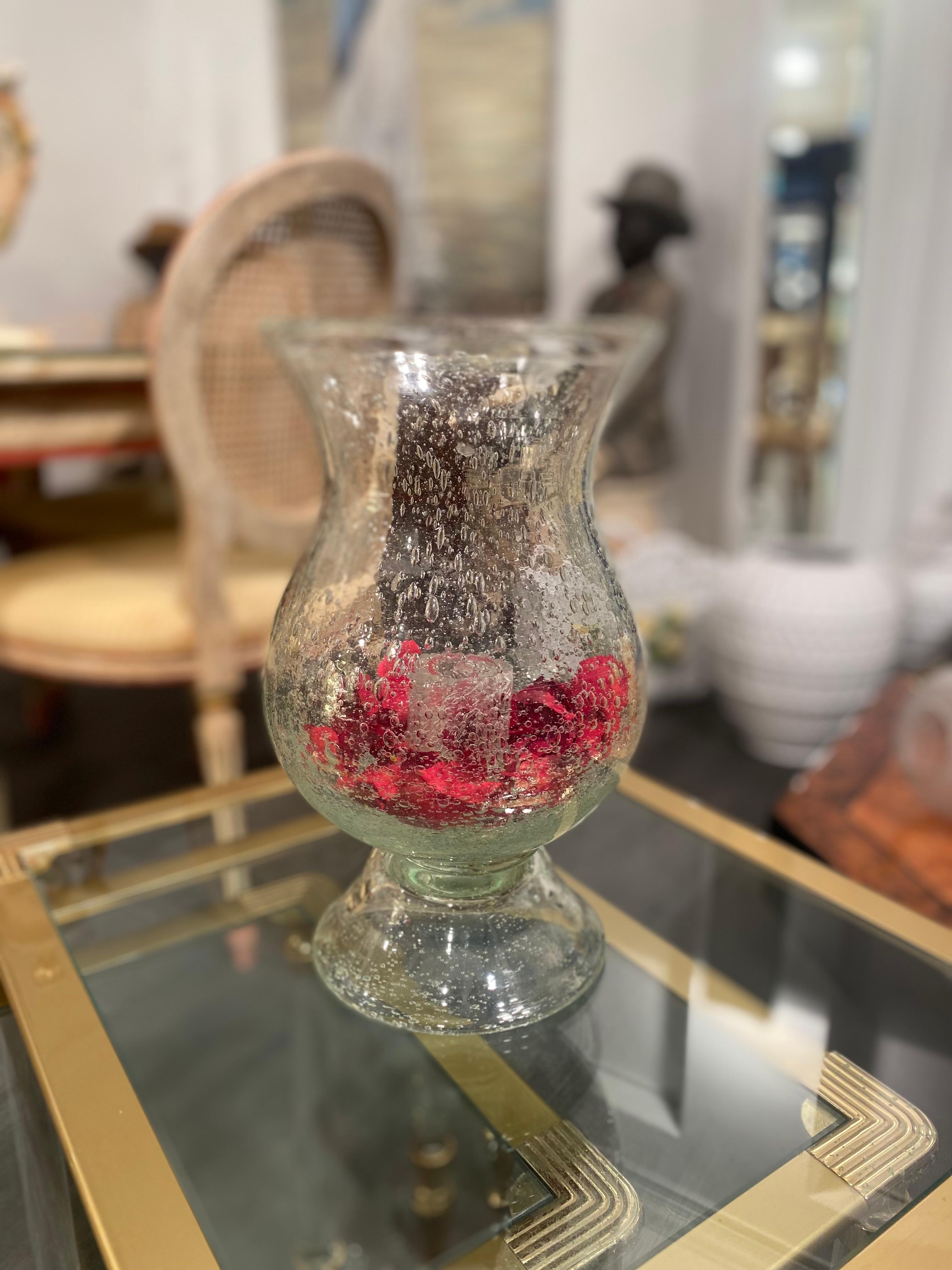 red mercury glass vase