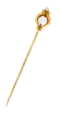 Bippart & Co. 0.28 Carats Diamond 14 Karat Gold Art Nouveau Stickpin