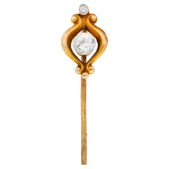 Bippart & Co. 0.28 Carats Diamond 14 Karat Gold Art Nouveau Stickpin