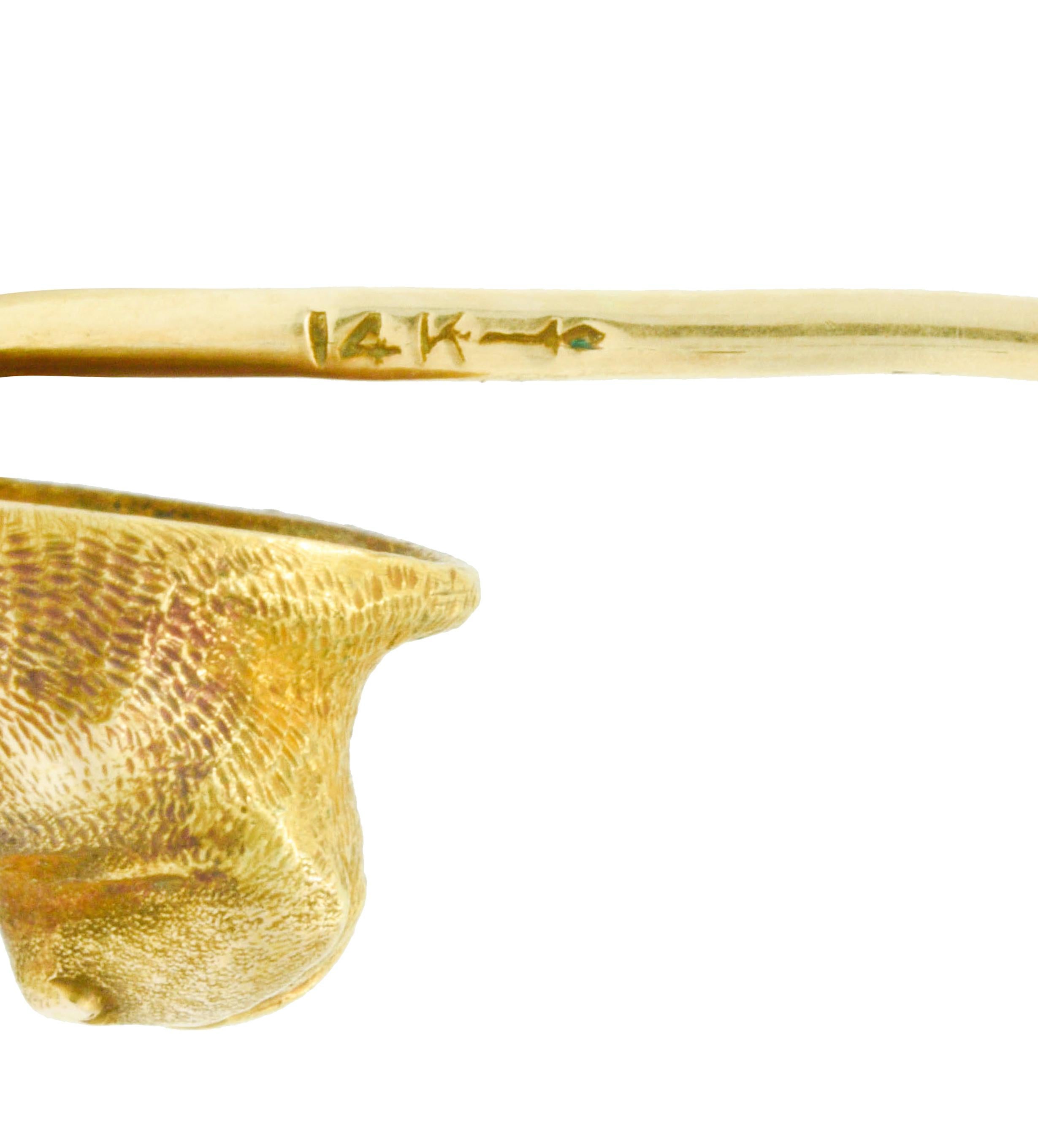 Bippart & Co. Art Nouveau Ruby 14 Karat Gold French Bulldog Stickpin 1