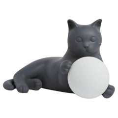Birba Dark Grey Cat-Shaped Table Lamp, Pet Therapy by Atelier Biagetti