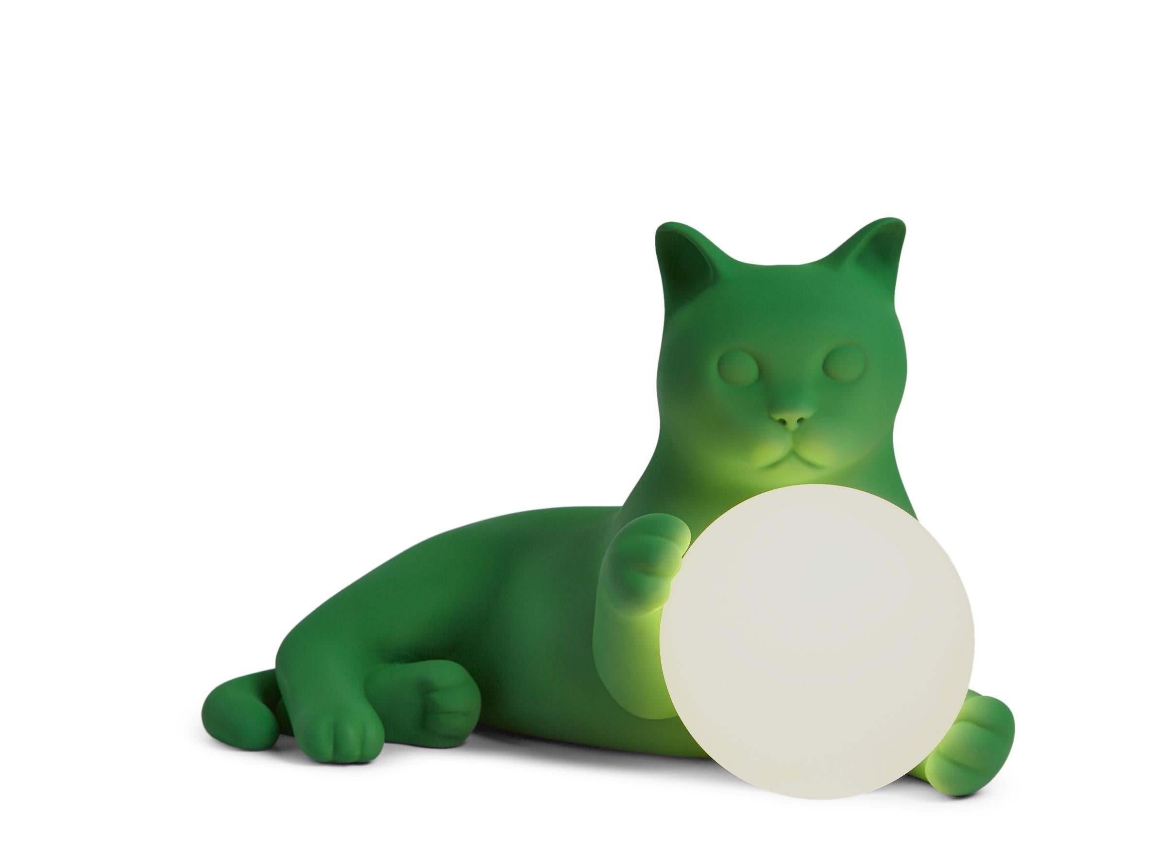 Italian Lampe de table en forme de chat Birba Green, Pet Therapy by Atelier Biagetti en vente