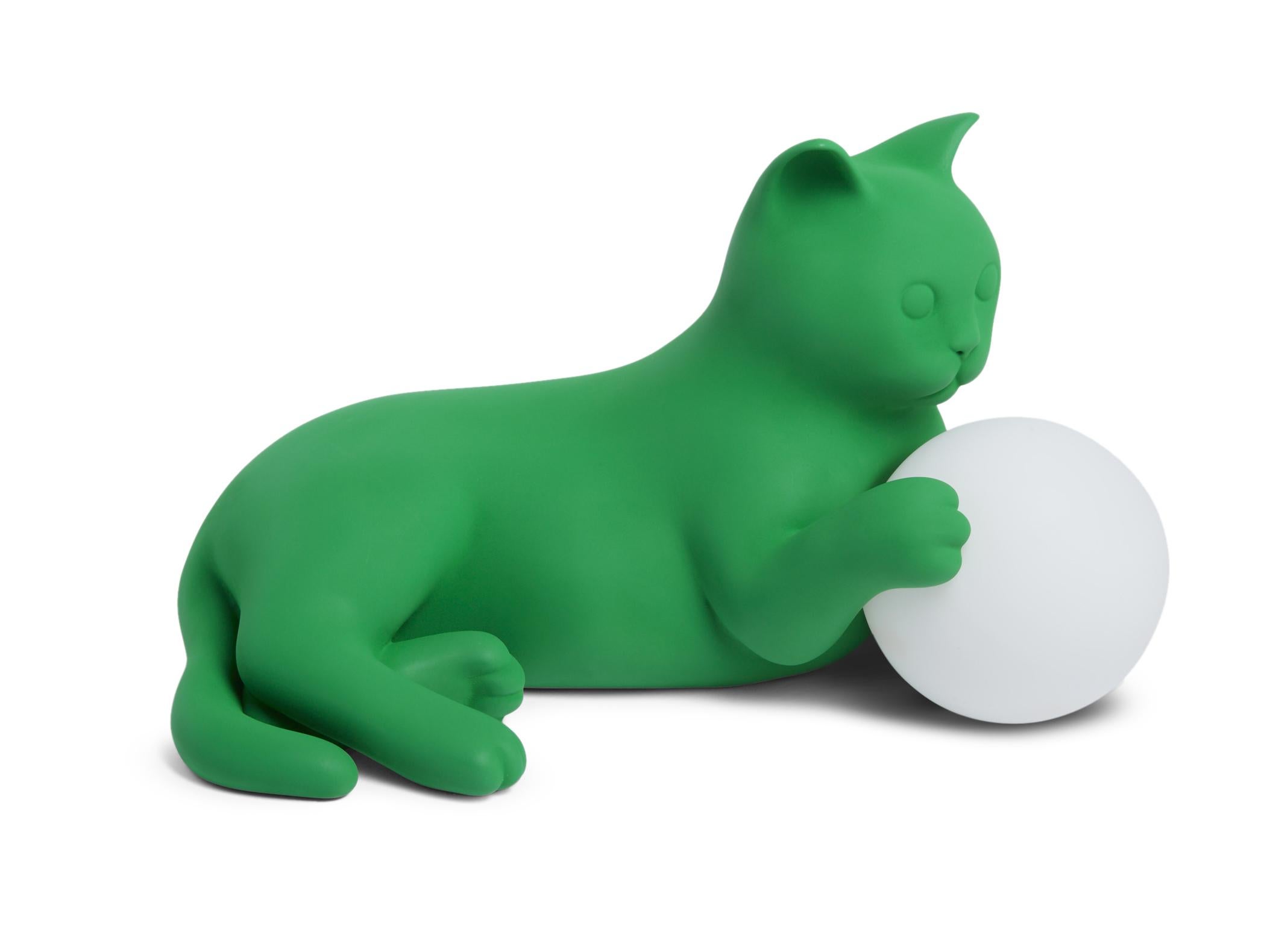 Contemporain Lampe de table en forme de chat Birba Green, Pet Therapy by Atelier Biagetti en vente