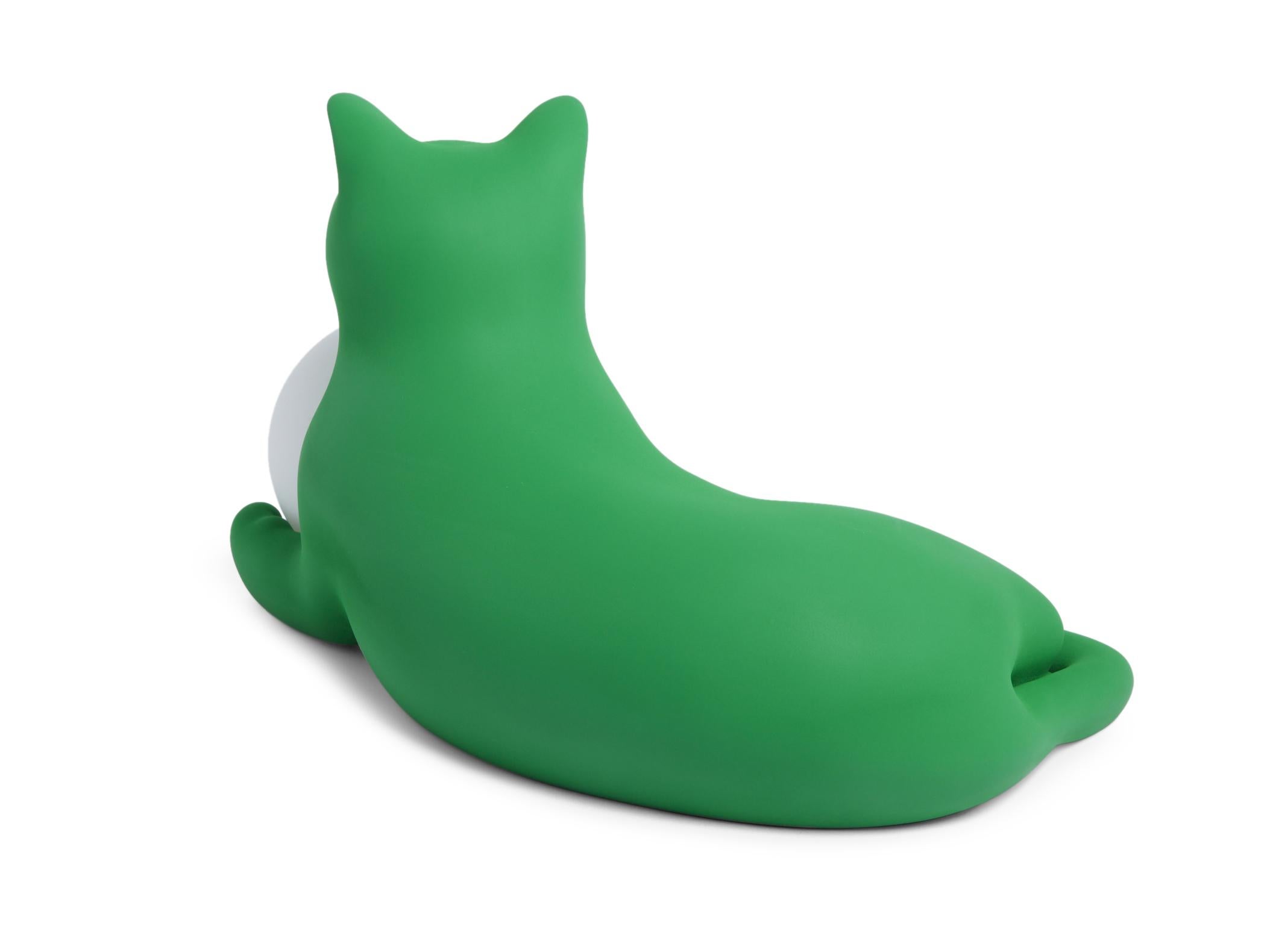 Verre Lampe de table en forme de chat Birba Green, Pet Therapy by Atelier Biagetti en vente