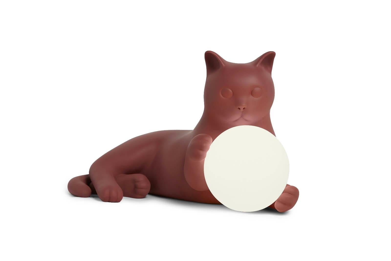 Birba Hermosa Lámpara de mesa rosa con forma de gato, Pet Therapy by Atelier Biagetti Italian en venta
