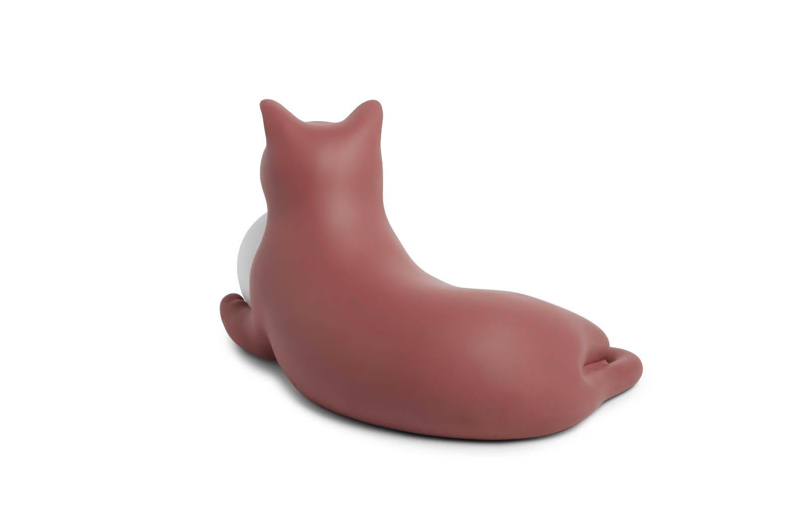 Birba Hermosa Lámpara de mesa rosa con forma de gato, Pet Therapy by Atelier Biagetti Vidrio en venta