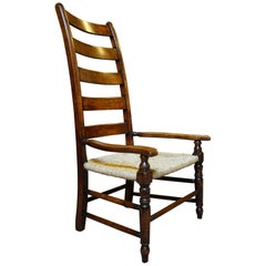 Antique Birch and Ash High Ladder Back Armchair