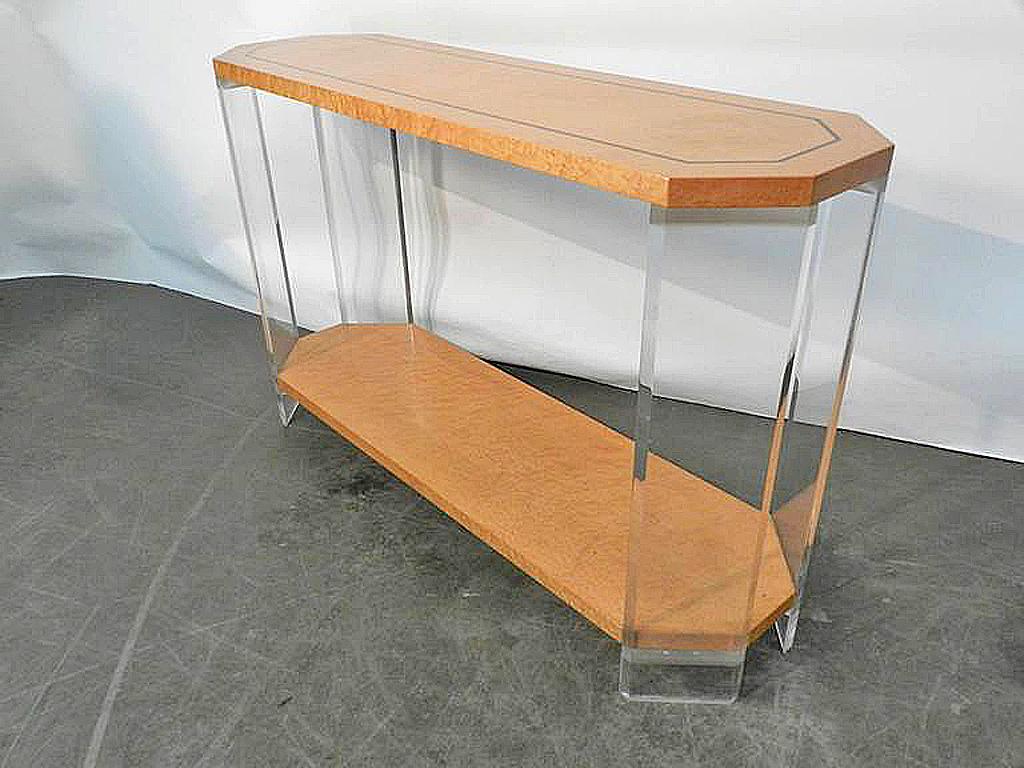 Birch and Plexiglass table Console circa 1970
disassembles for delivery