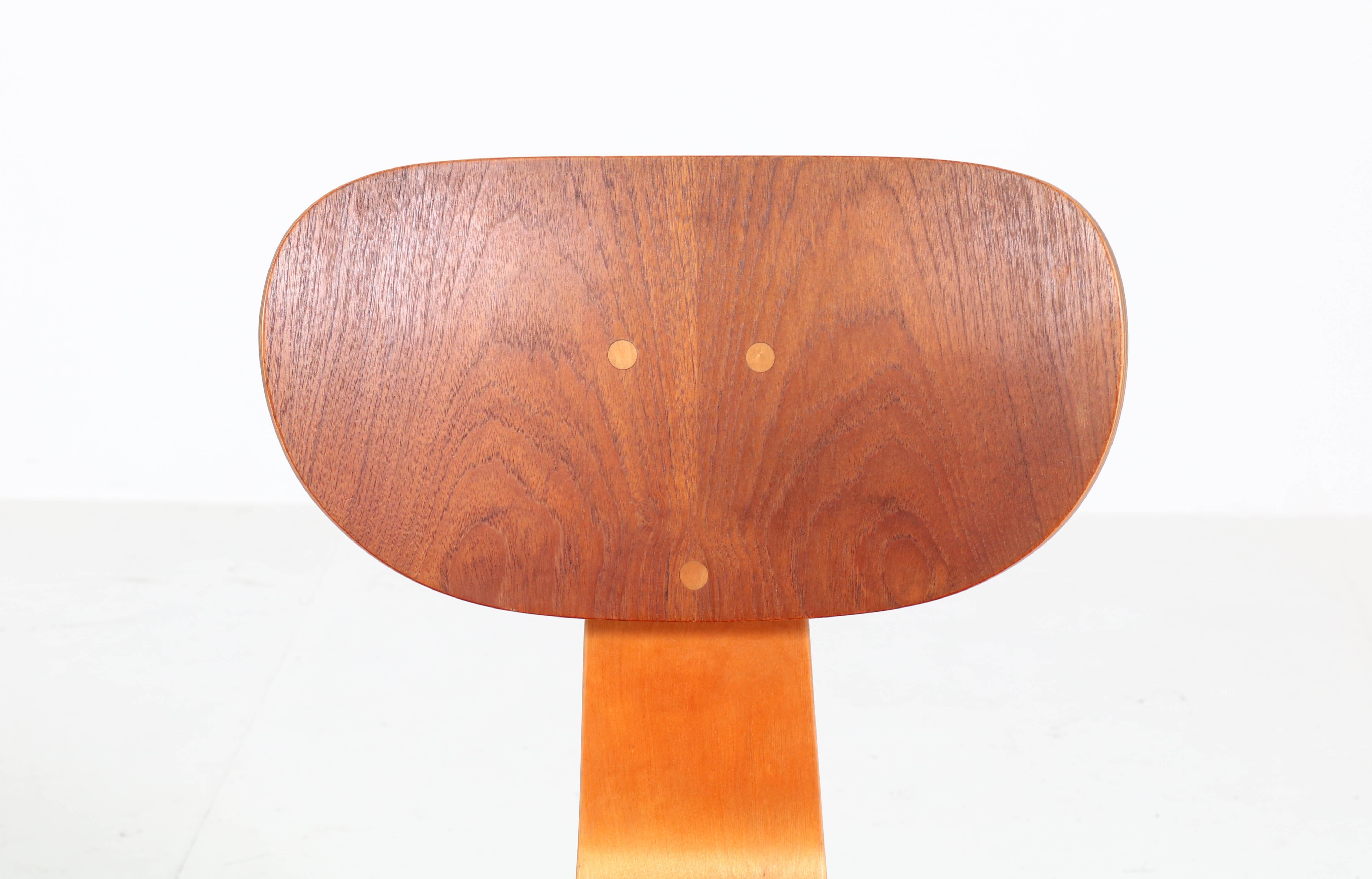 Birch and Teak Mid-Century Modern Sb02 Chair by Cees Braakman for Pastoe, 1952 5