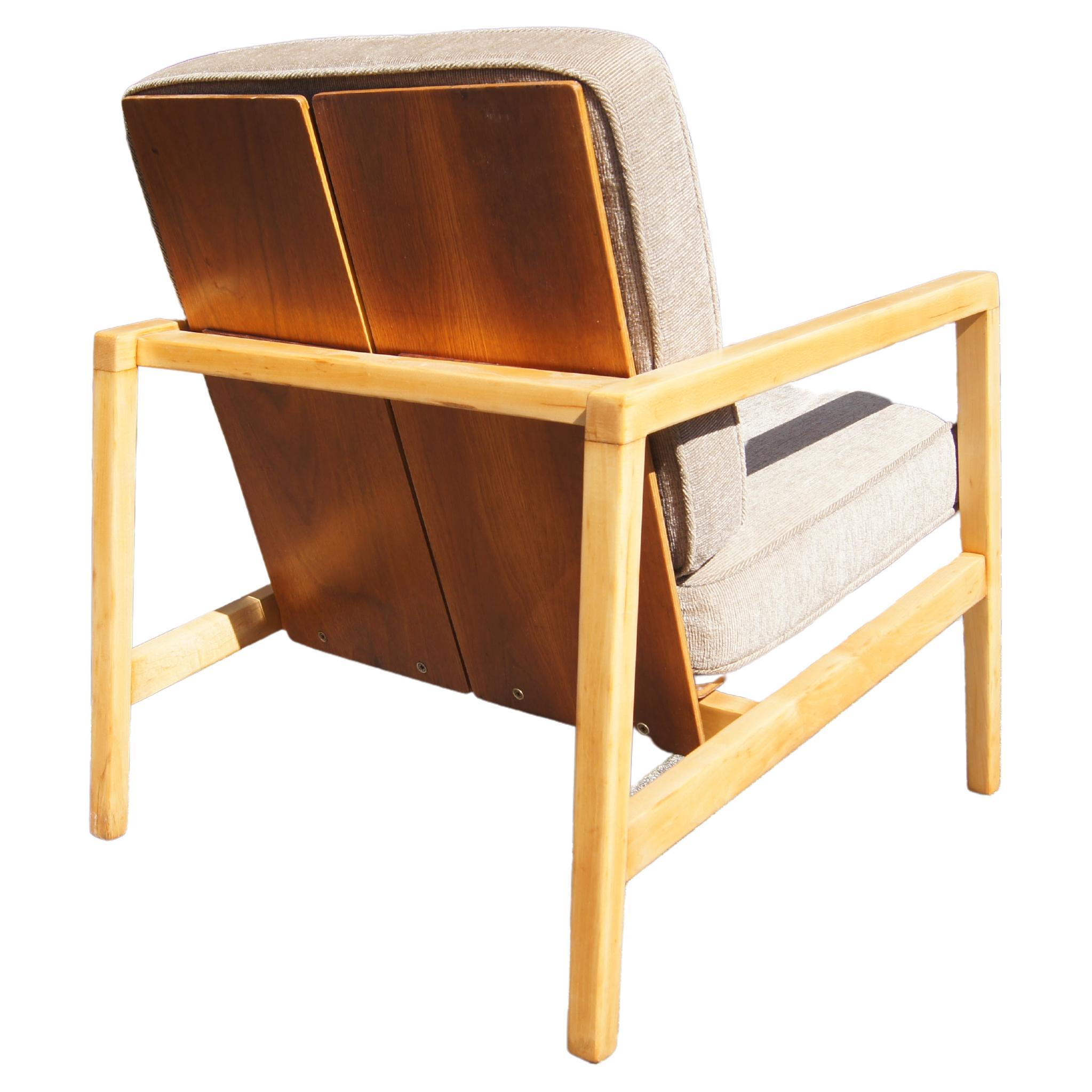Maple and Walnut Lounge Chair, Model 645, by Lewis Butler for Knoll Associates For Sale