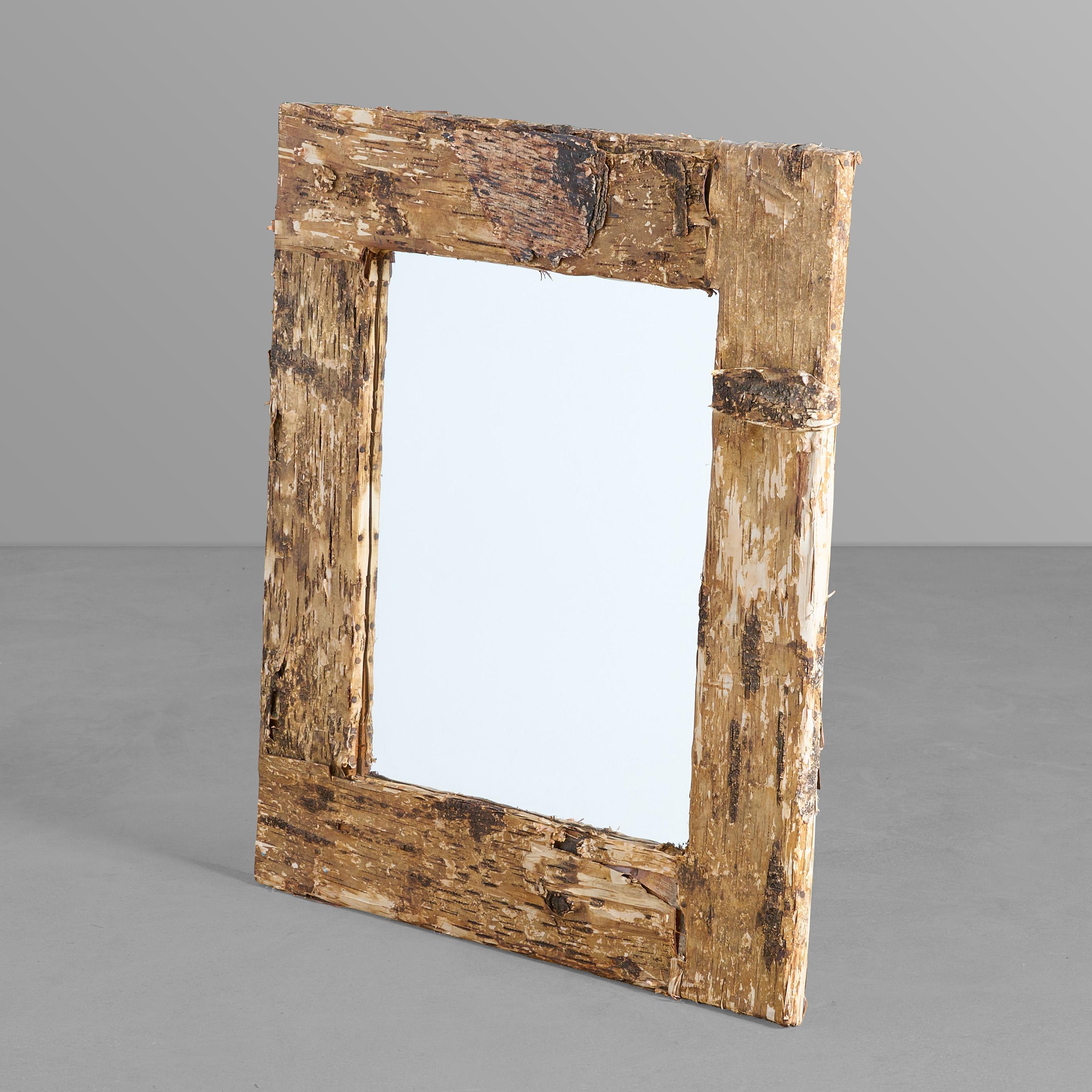 Birch bark framed mirror.
