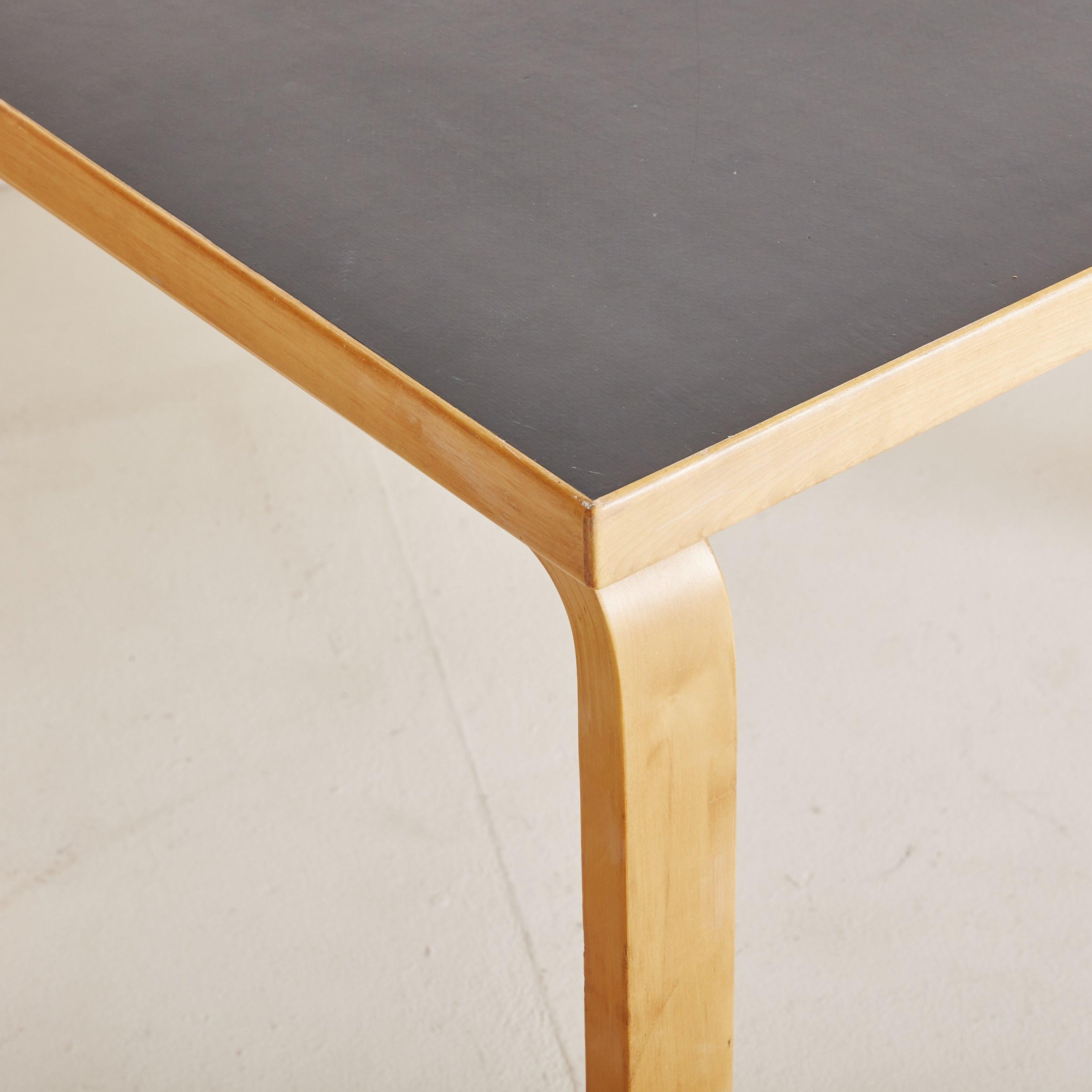 Modern Birch + Black Linoleum ‘81B’ Dining Table by Alvar Aalto for Artek For Sale