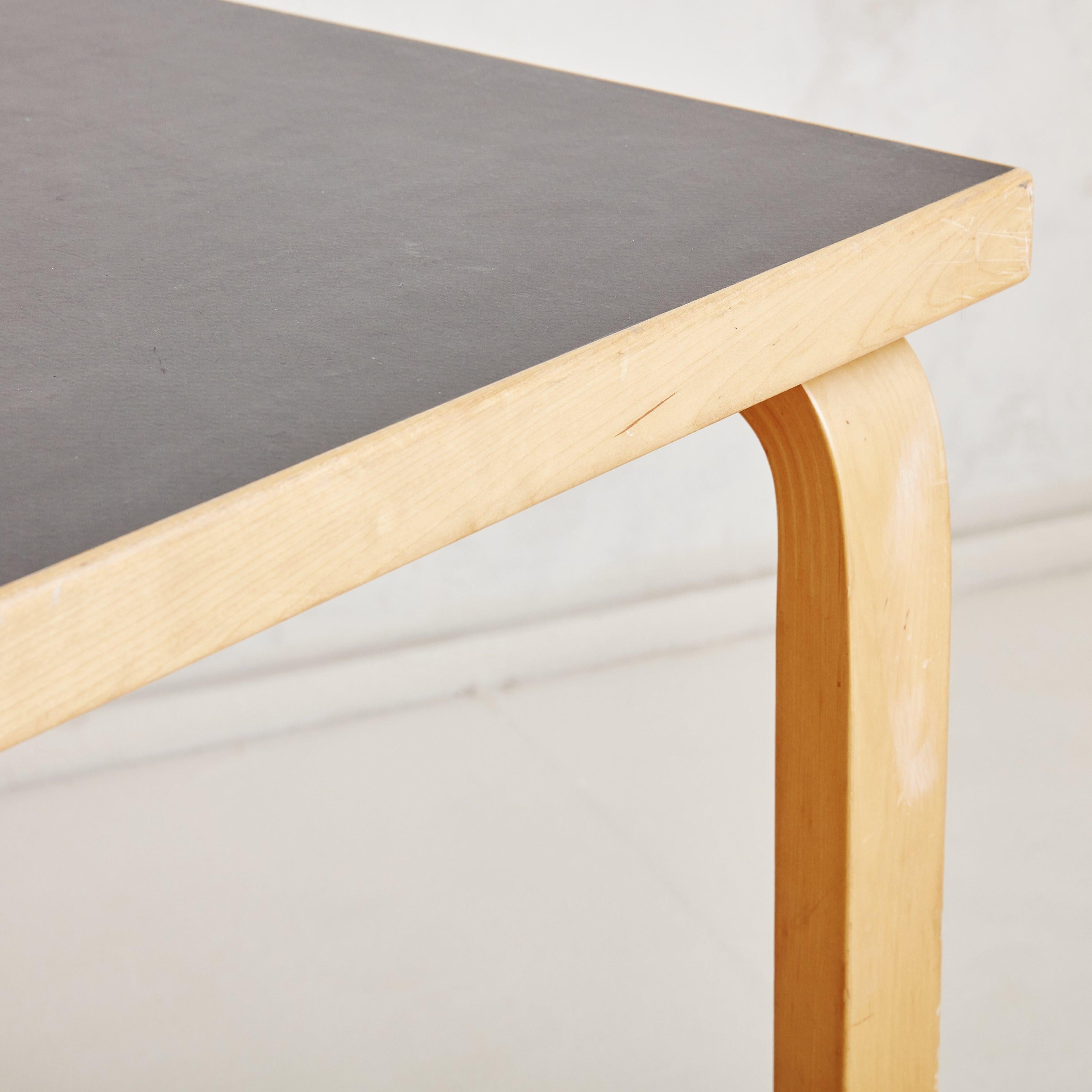 Finnish Birch + Black Linoleum ‘81B’ Dining Table by Alvar Aalto for Artek For Sale