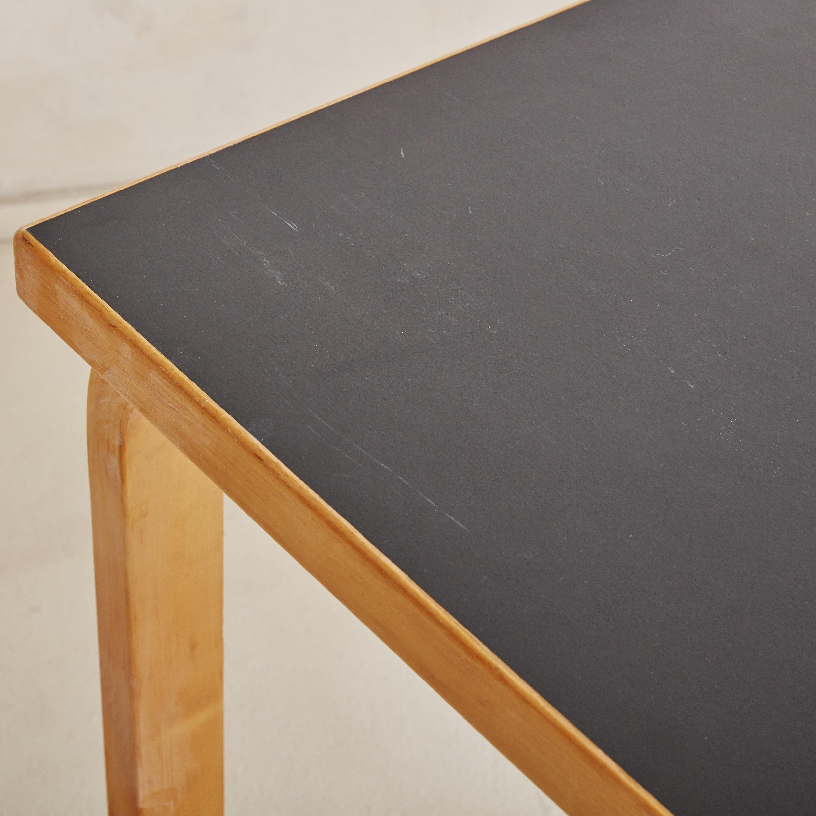Mid-20th Century Birch + Black Linoleum ‘81B’ Dining Table by Alvar Aalto for Artek For Sale