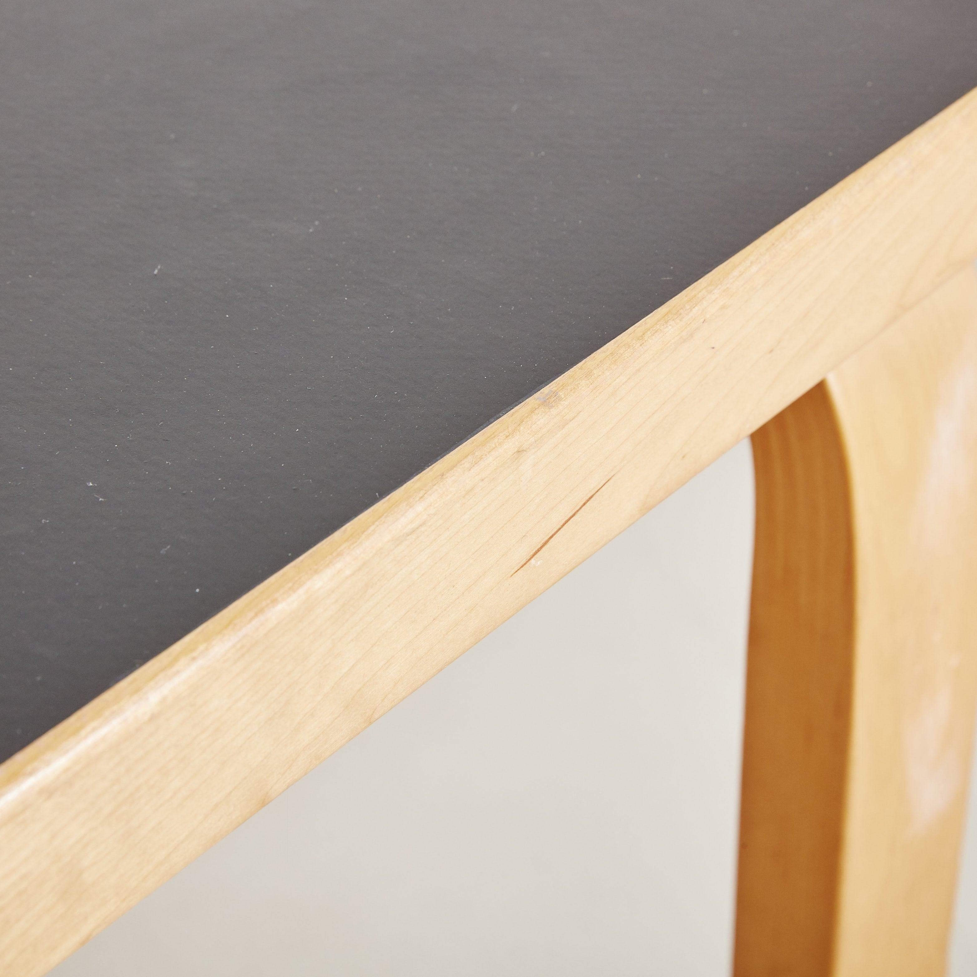 Wood Birch + Black Linoleum ‘81B’ Dining Table by Alvar Aalto for Artek For Sale