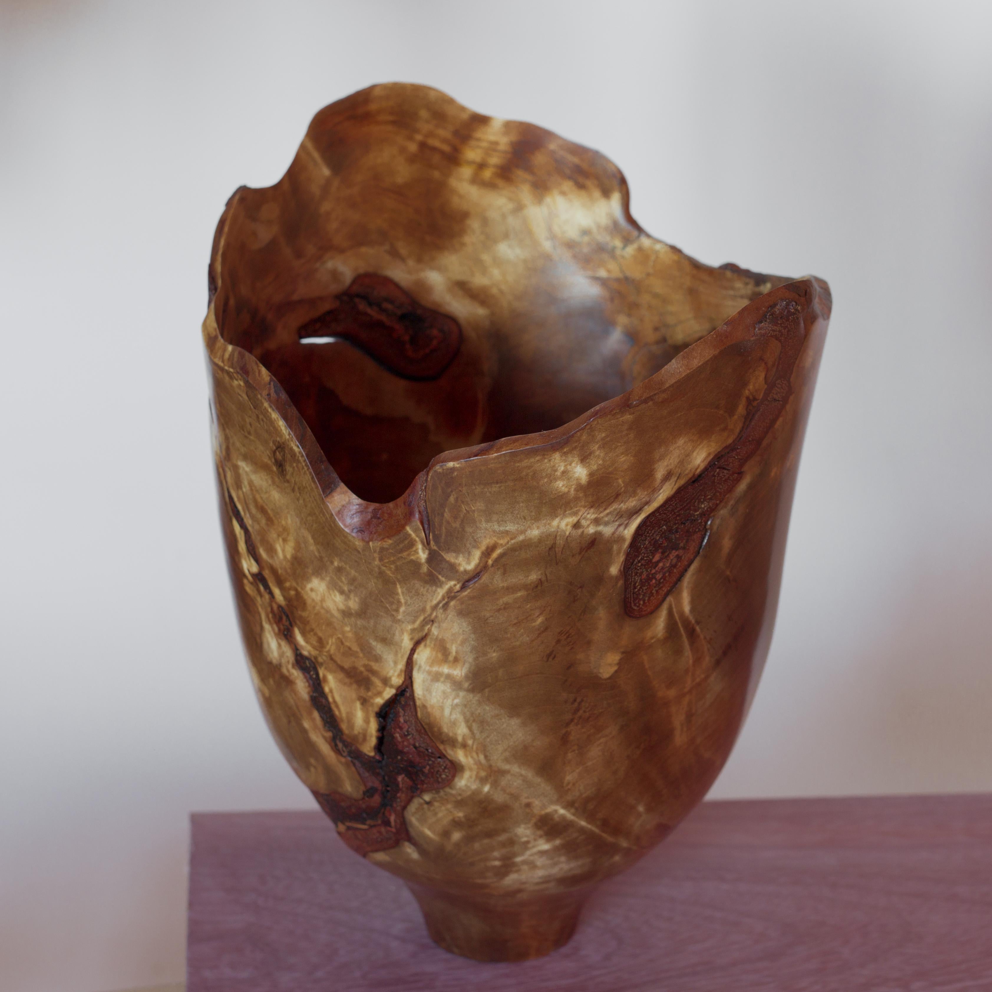 Modern Birch Burl Vase by Vlad Droz