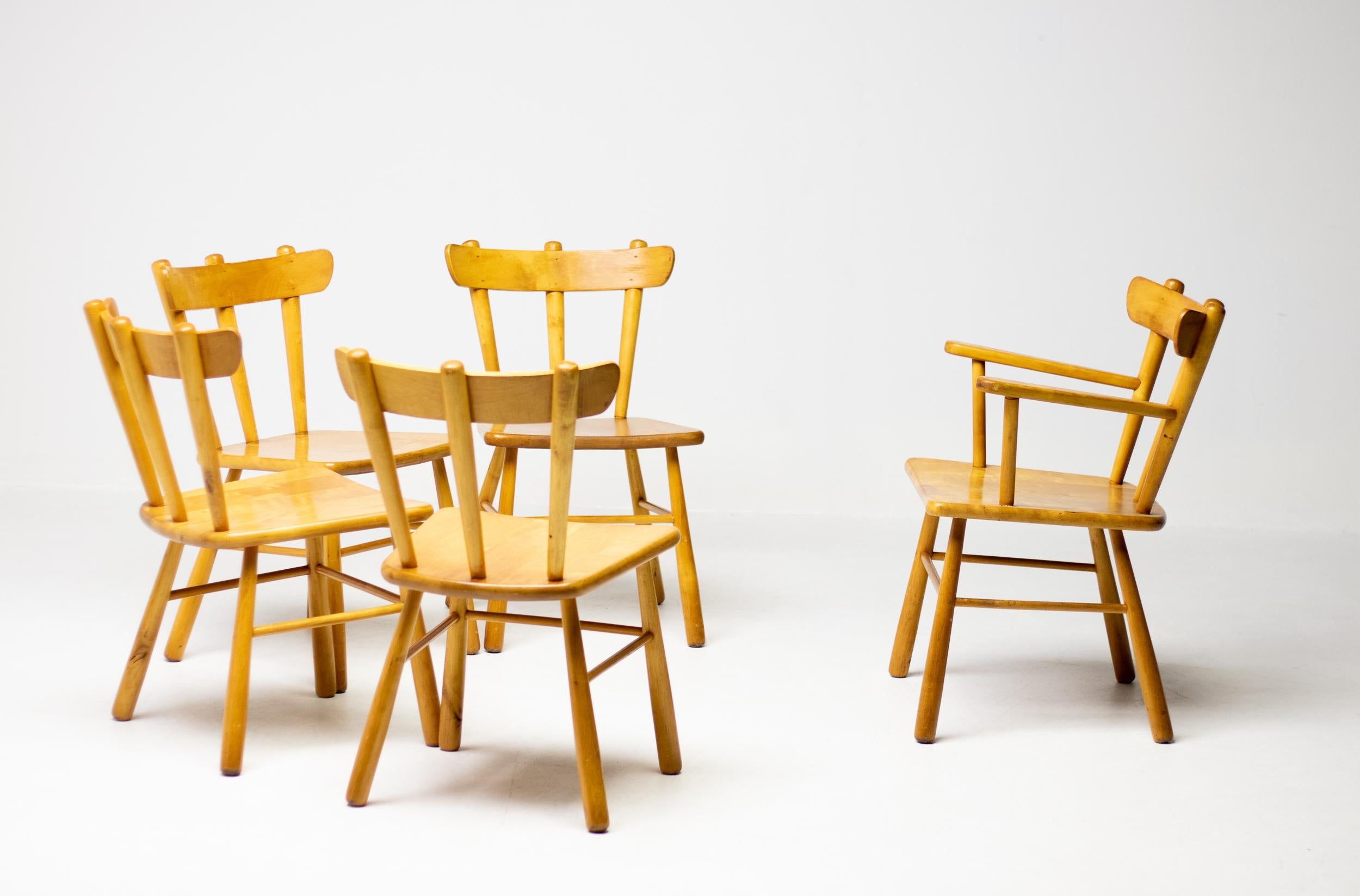 Scandinavian Modern Birch Danish Arm Chair For Sale