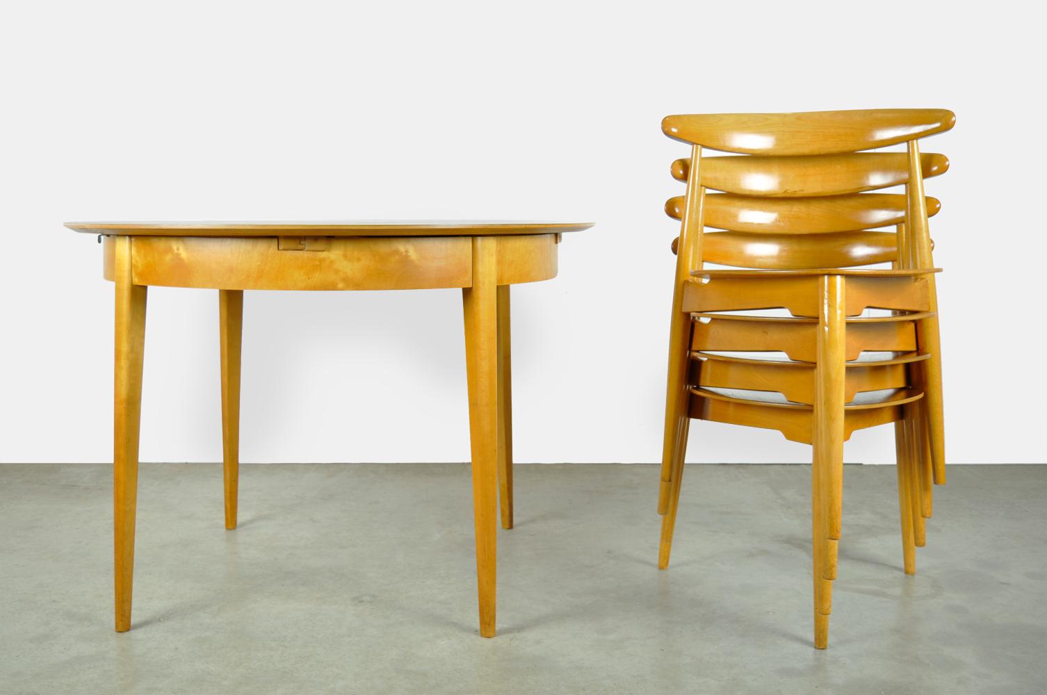 Birch extendable 4-6 persons dining table, TB35 by Cees Braakman, Pastoe, 1950s 12