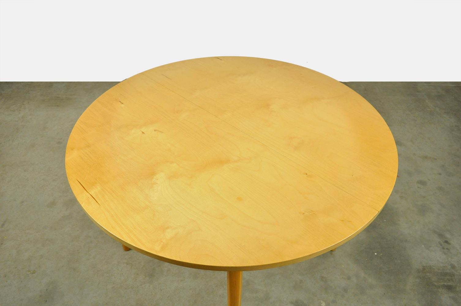 Birch extendable wooden dining table 4-6 people in Pastoe style, 1960s For Sale 3