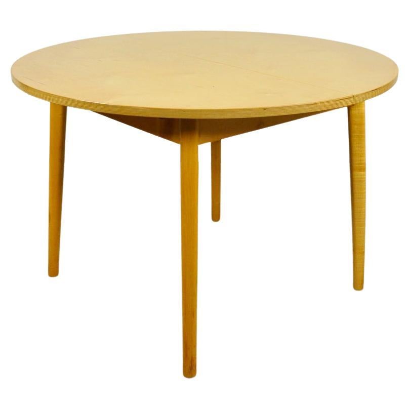 Birch extendable wooden dining table 4-6 people in Pastoe style, 1960s For Sale